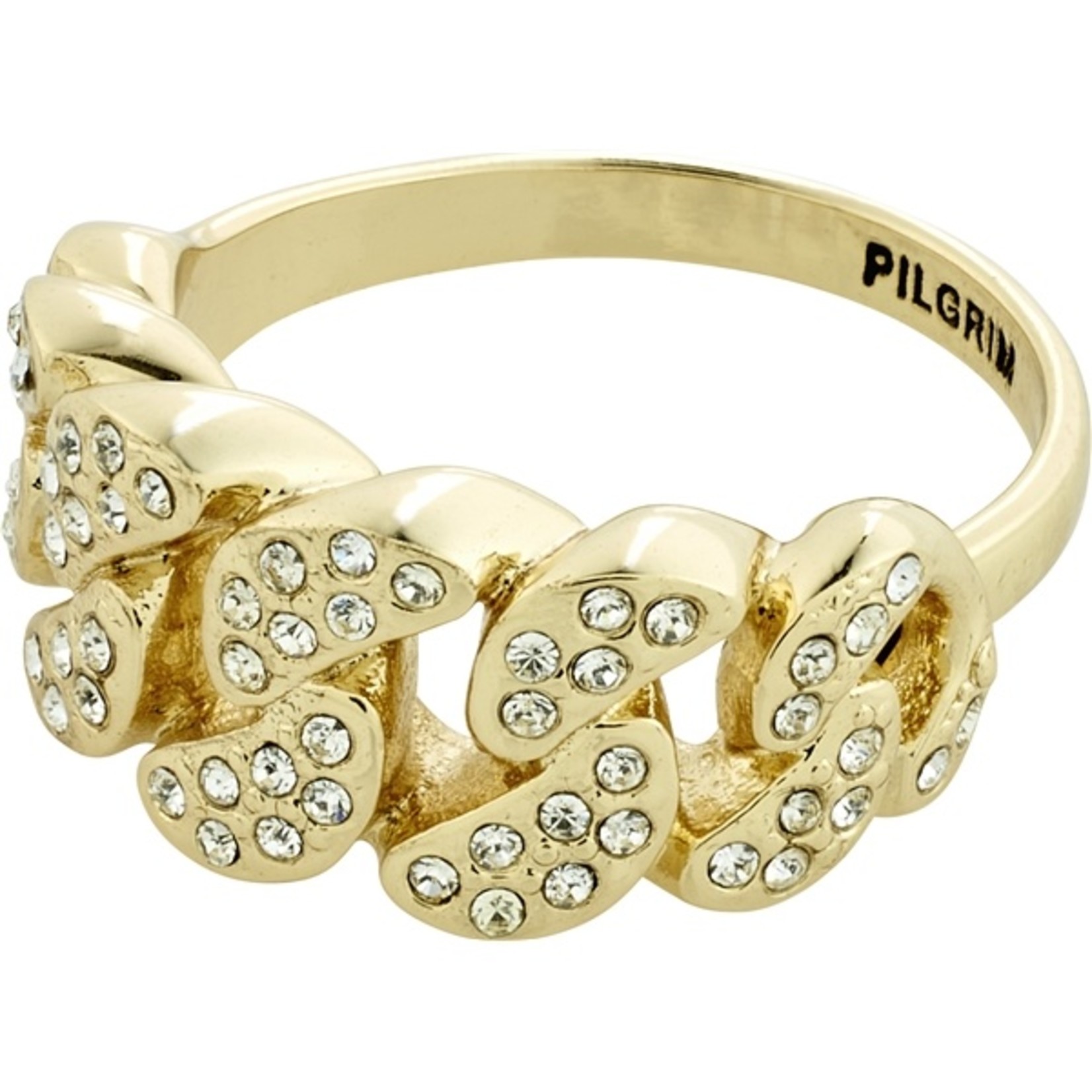 Pilgrim Magdalene Crystal Curb Chain Ring Gold-Plated