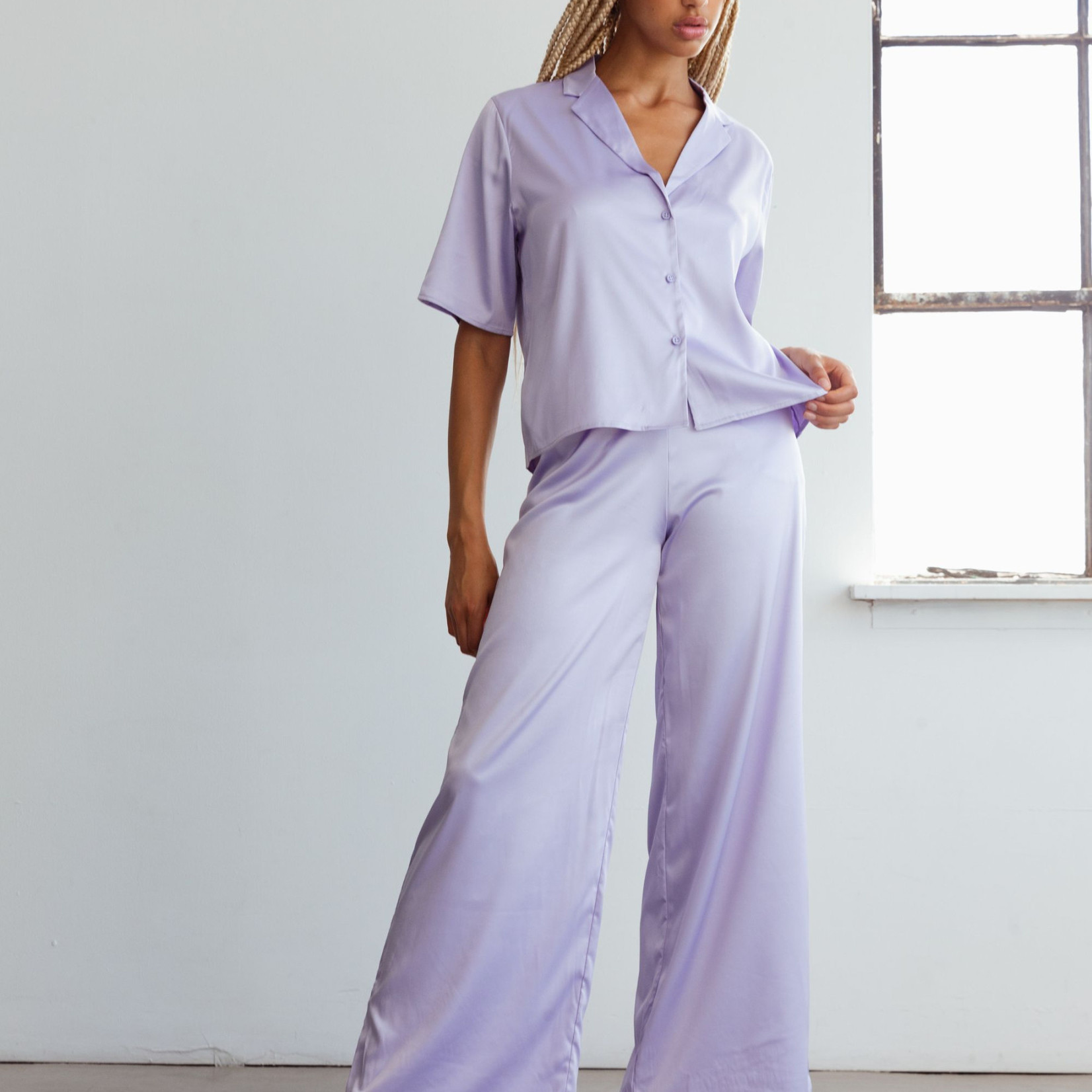 Blush After hours pantalons en satin - Lilac