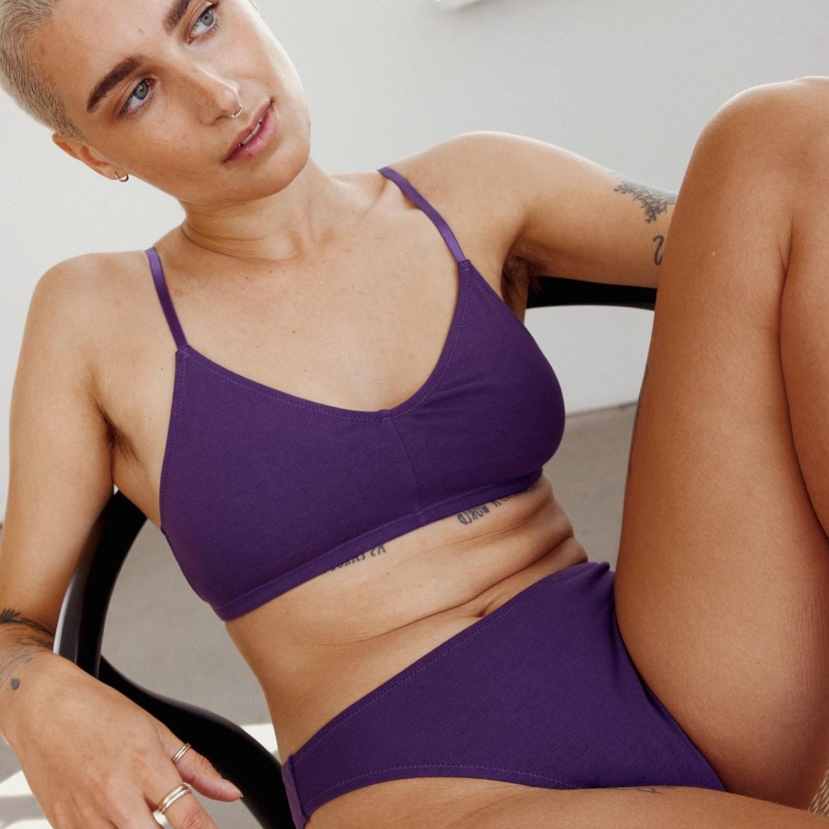 Blush The cotton bralette- Aubergine