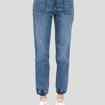 Dex Jogger en jeans taille haute-Bleu vintage Artique