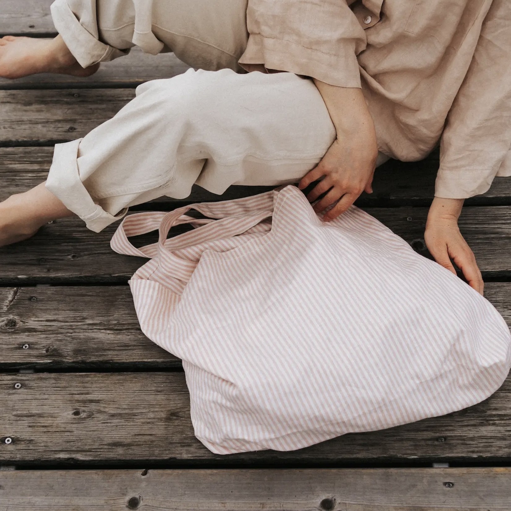 Dans Le Sac Sac réutilisable de marché à rayures  Rose