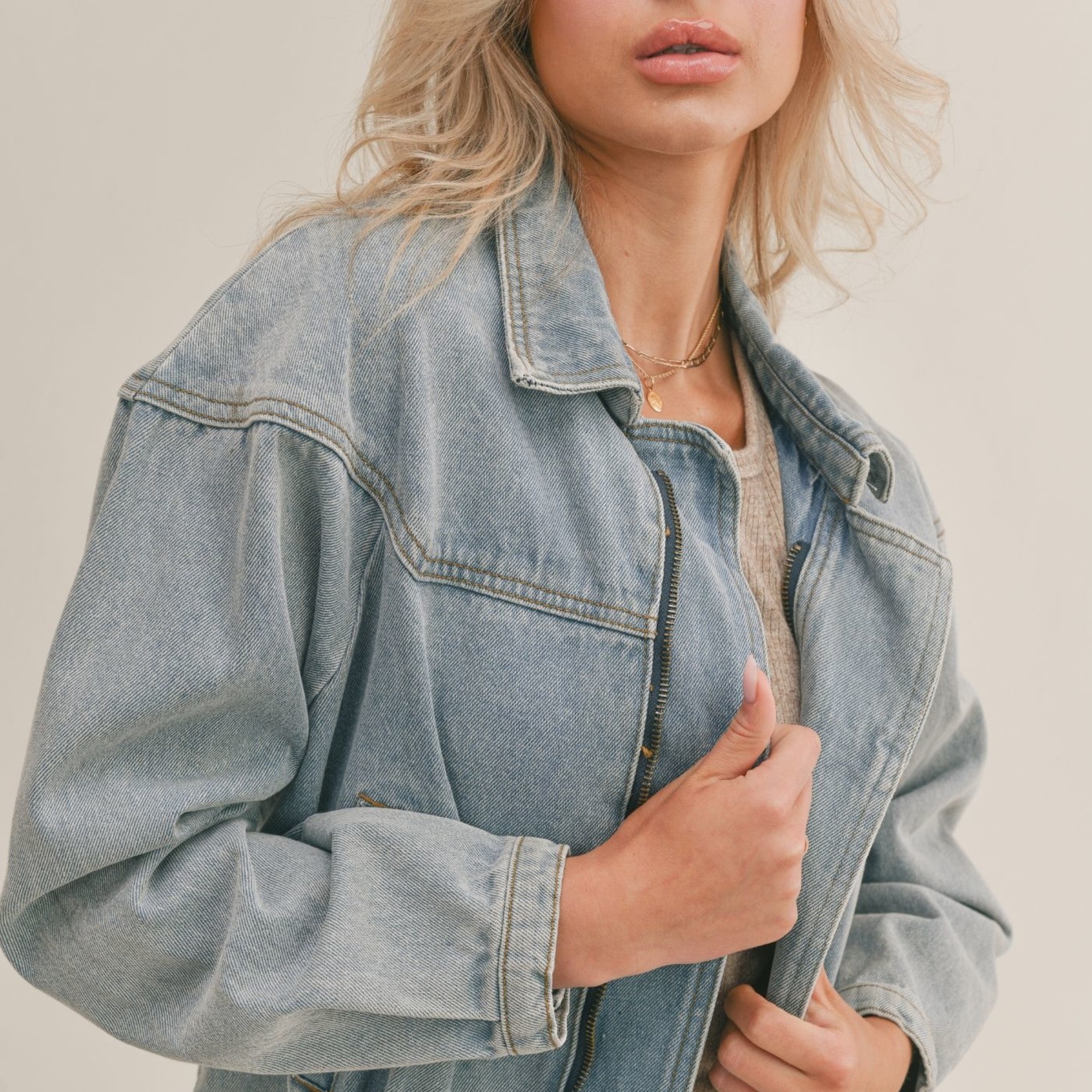 Sage The Label Jacket en Denim- Délaver