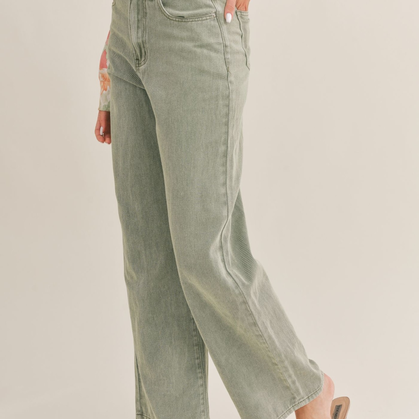 Sage The Label Jeans jambe large-Sauge