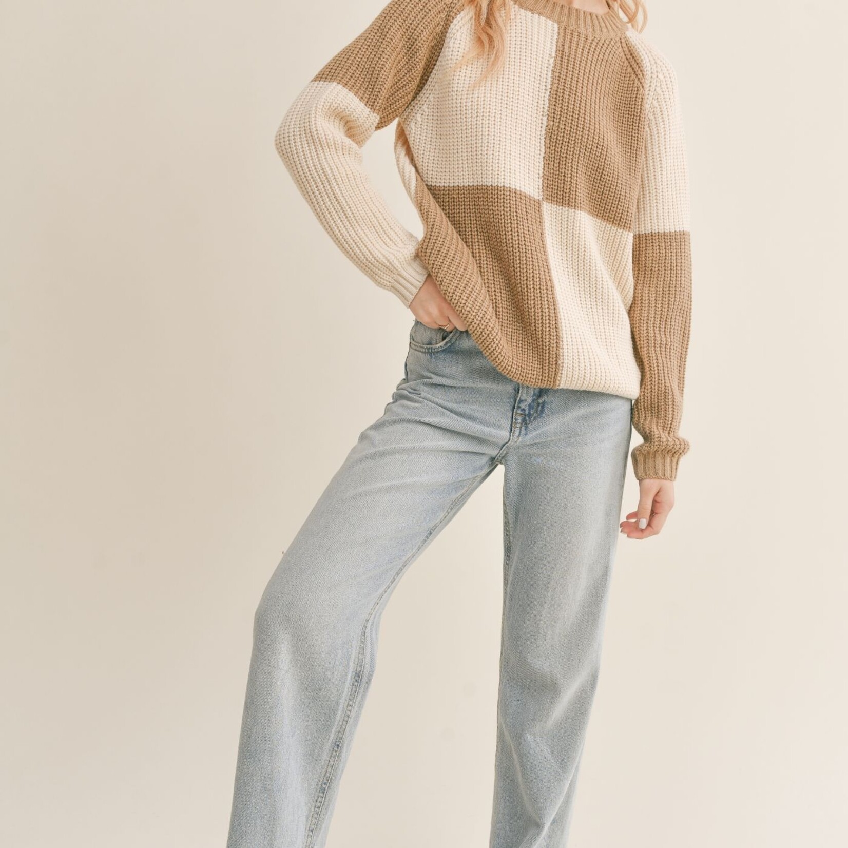 Sage The Label Sweater  colorblock Joni-Taupe/Ivoire