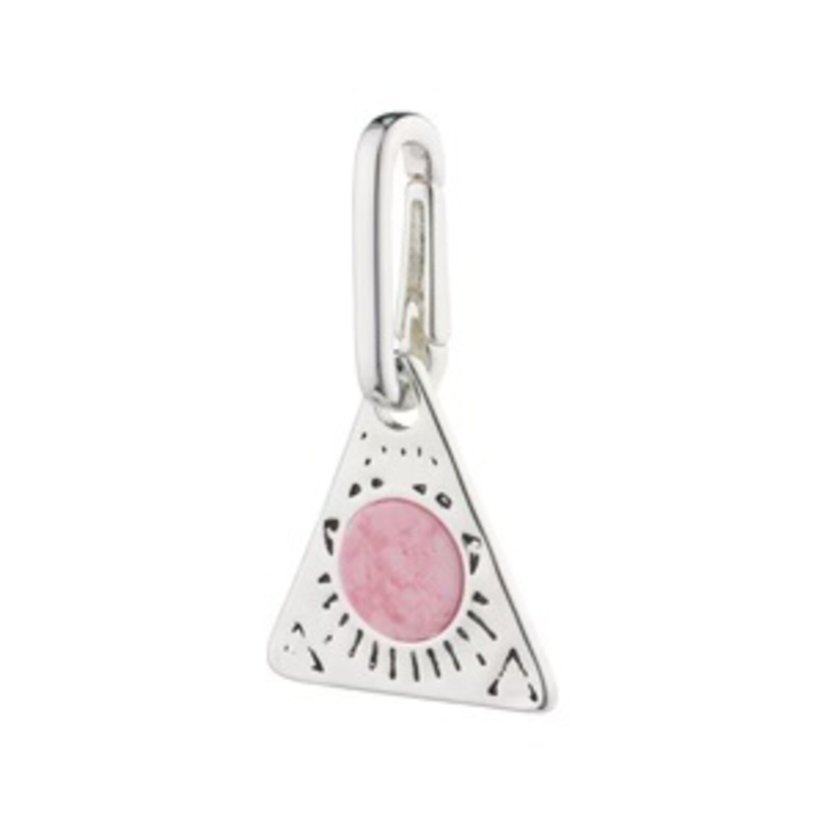 Pilgrim Charm, Recycled Triangle Pendant, Pink/Sliver-Plated