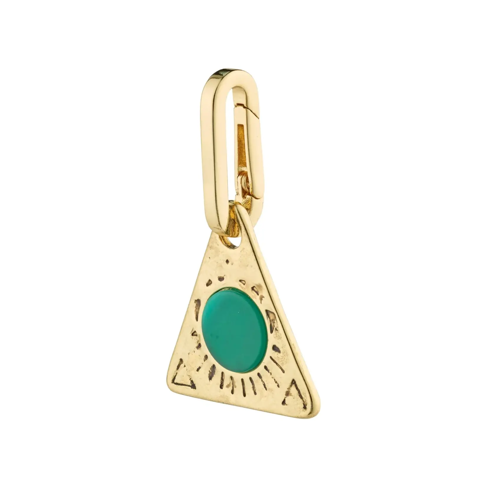 Pilgrim Charm Recycled Triangle Pendant, Green/Gold Plated