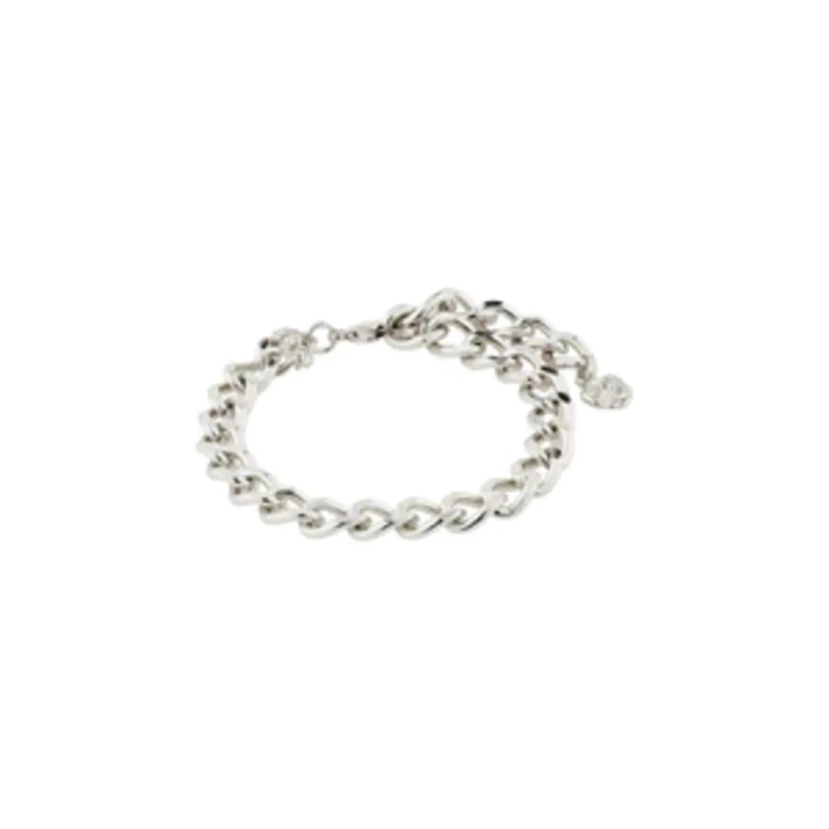 Pilgrim Bracelet Charm Recycled Curb, Silver-Plated