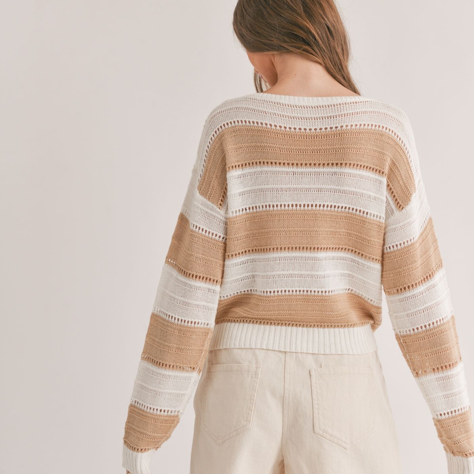 Sage The Label Sweater rayé Lucia-Taupe/Off-White