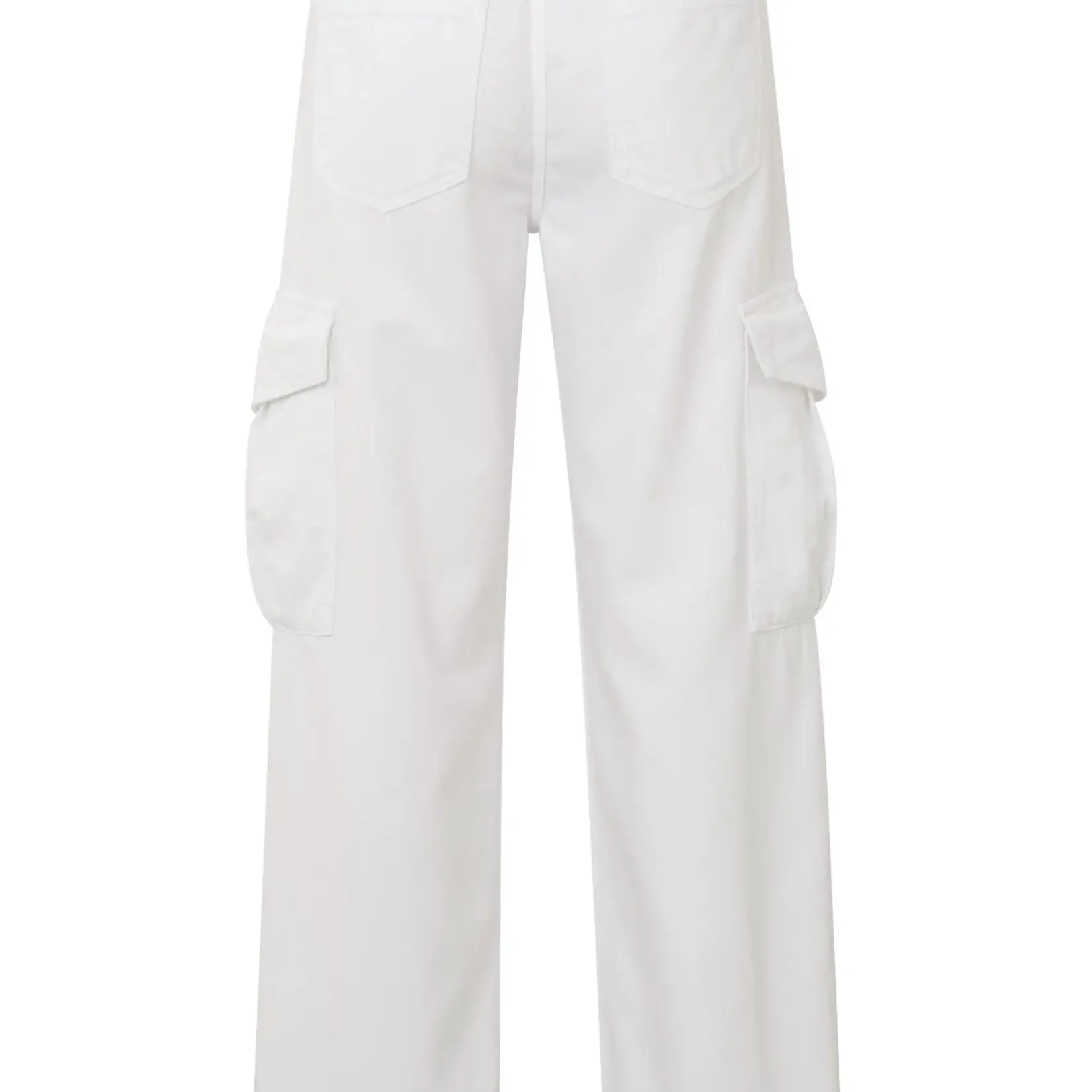 Yaya Pantalon cargo en denim avec jambe large, poches et cordon de serrage- Off White