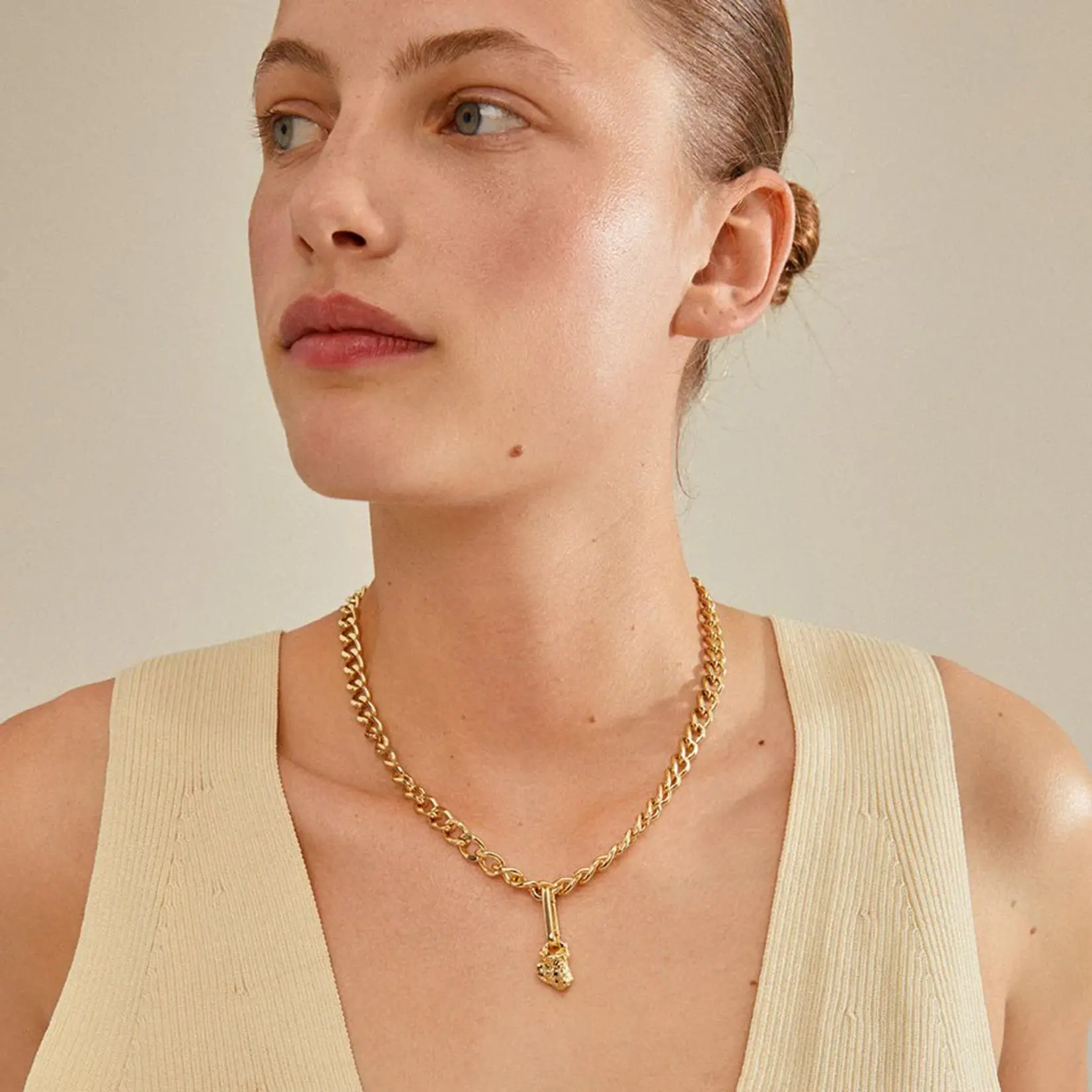 Pilgrim Charm, Recycled Stone Pendant, Gold Plated