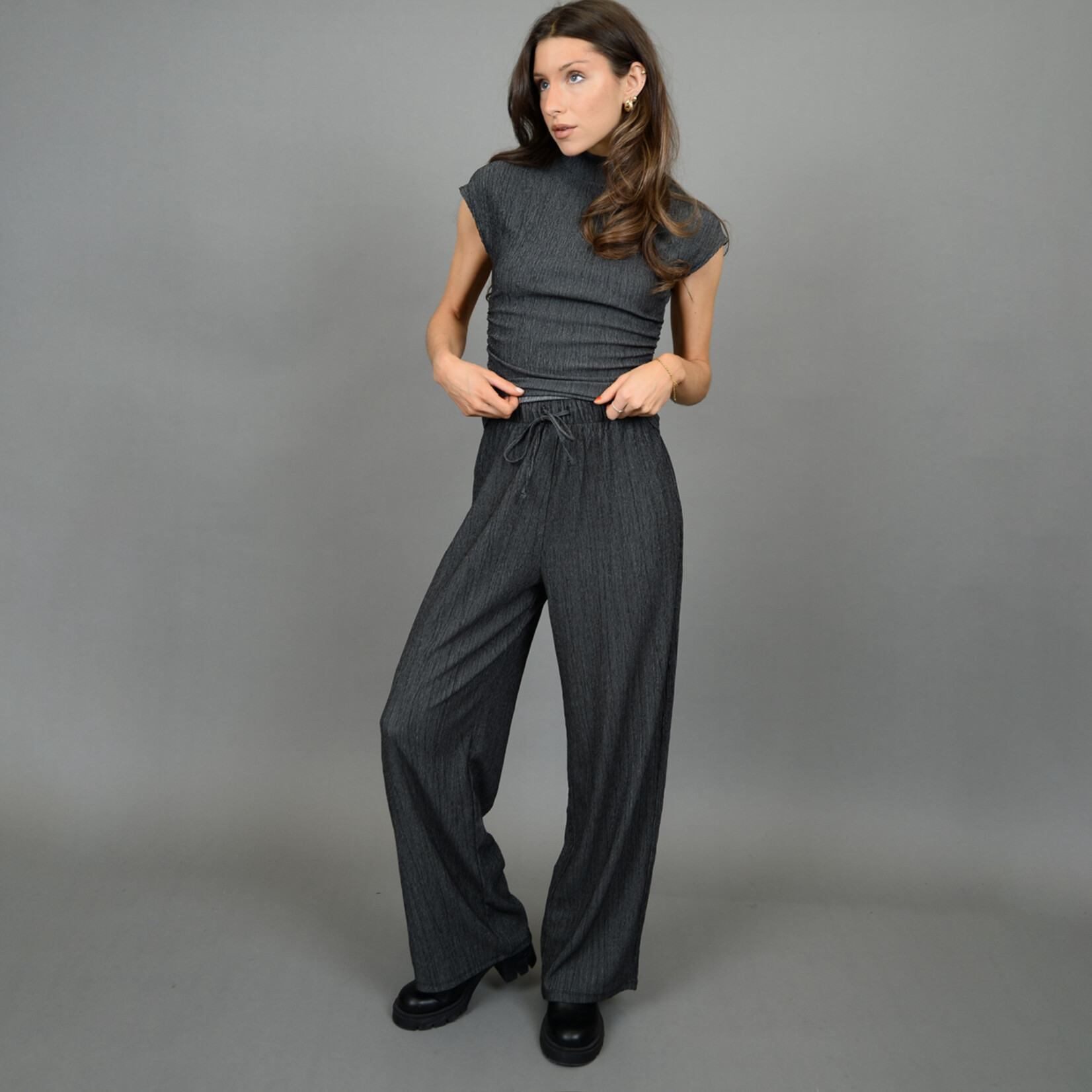 RD Style Pantalon Pauleena -Dark Grey Twist