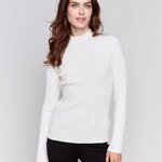 Charlie B Chandail C2754 Mock Neck Basique Cotelé-Écru