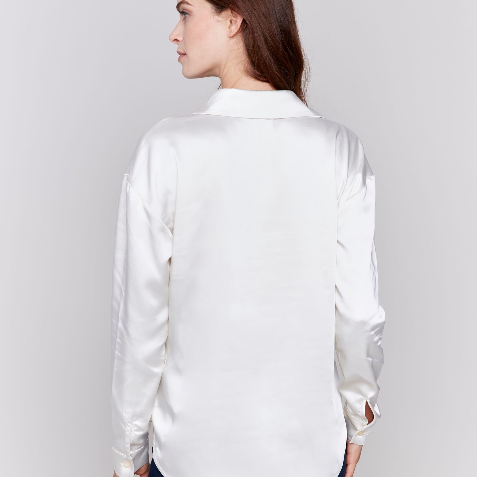 Charlie B Chemise C4489R En Satin-Écru