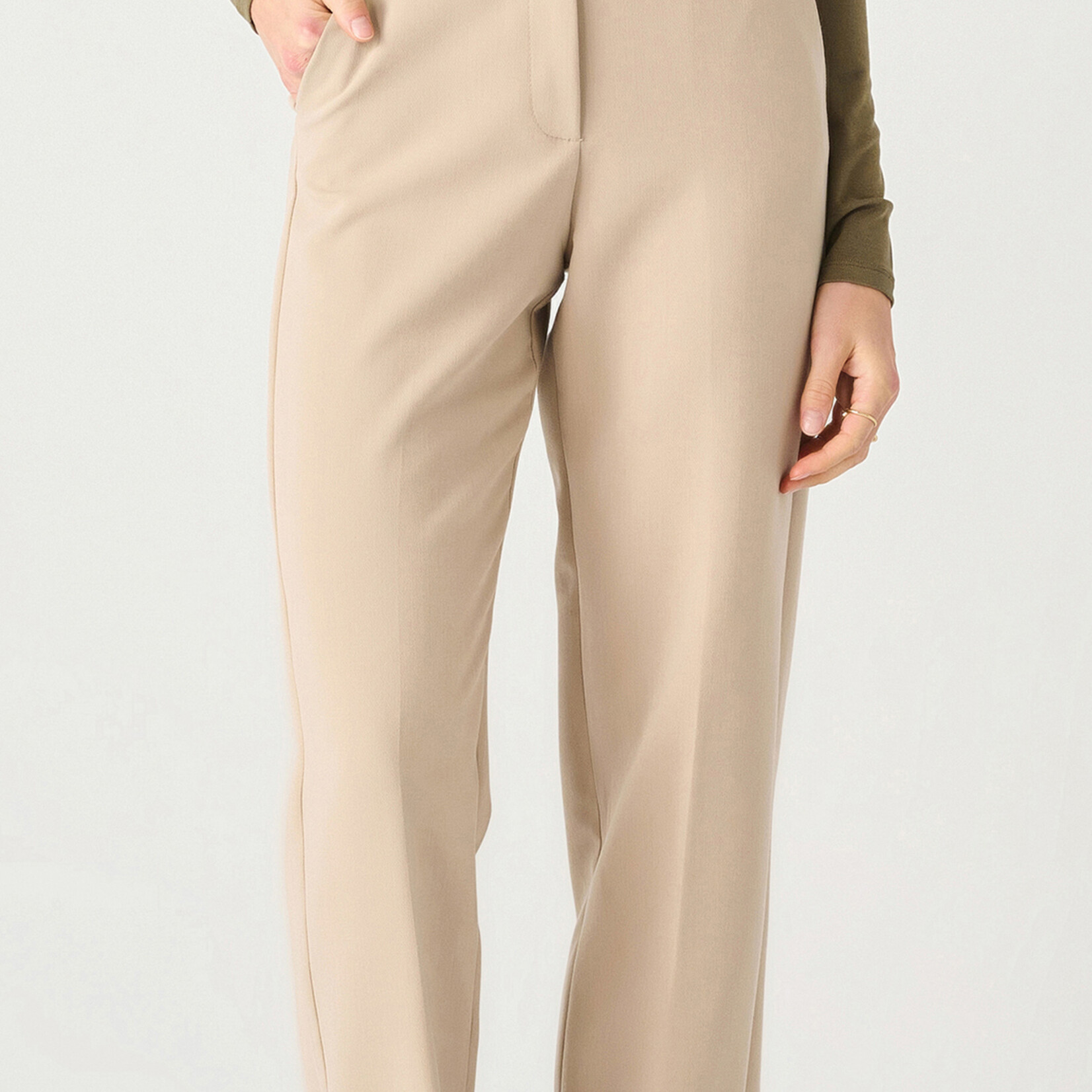 Black Tape Pantalon Jambe Droite Avec Cuff-Taupe Clair