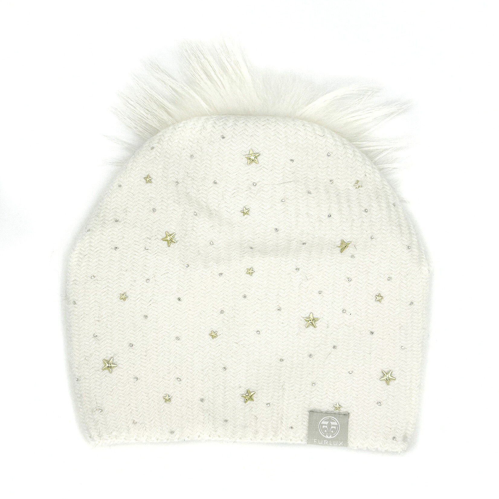Furlux Chapeau mélange cachemire avec pompom détachable C775 - White