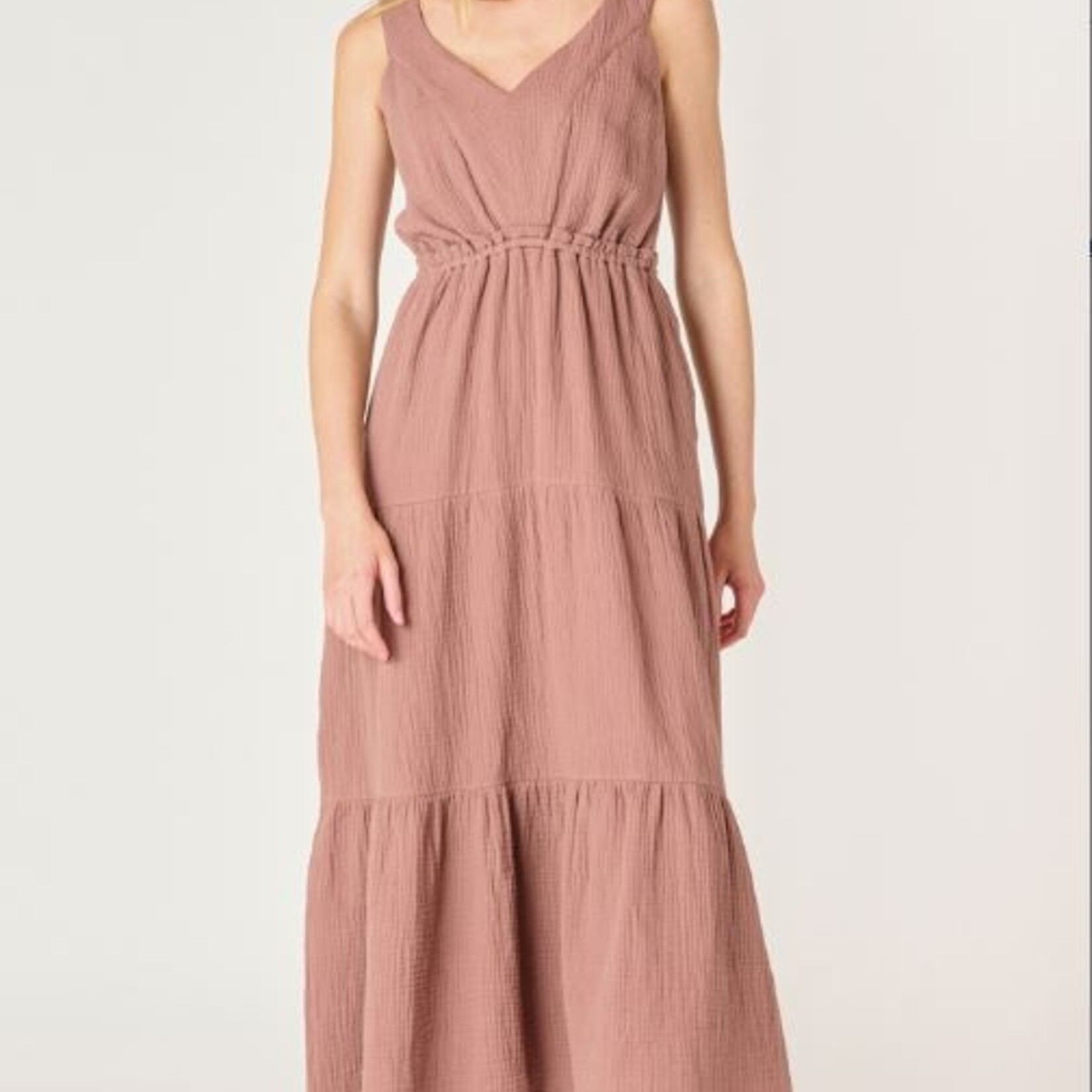 Dex Robe col V - Rose Taupe