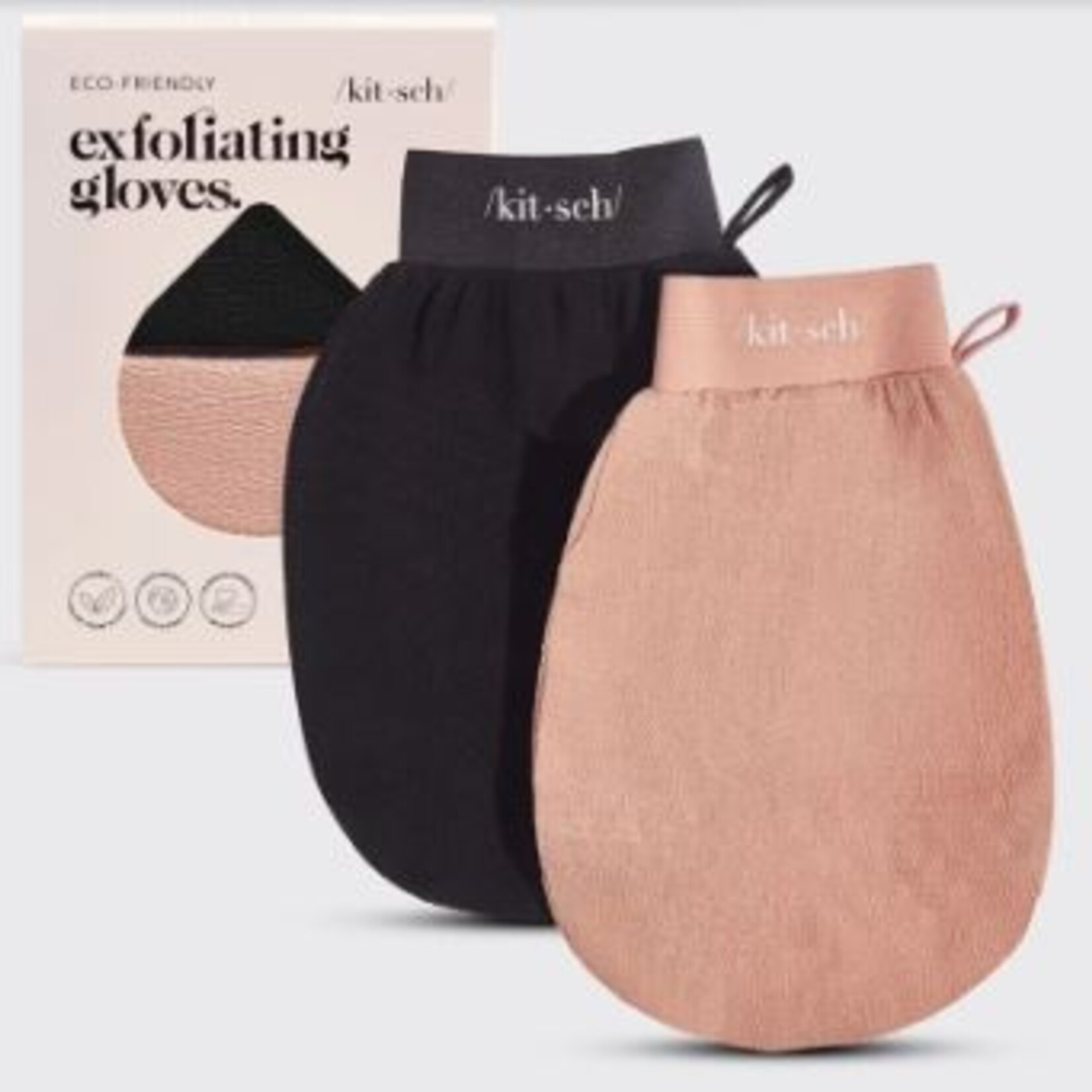 Kitsch Ensemble de 2 gants exfoliants - Noir et terre cuite