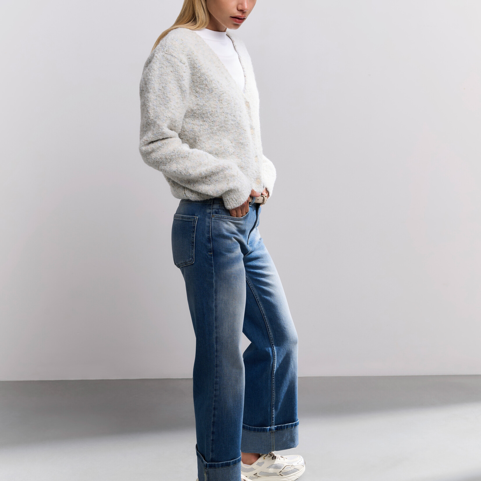 Yaya Cardigan Boucle Court - Off White