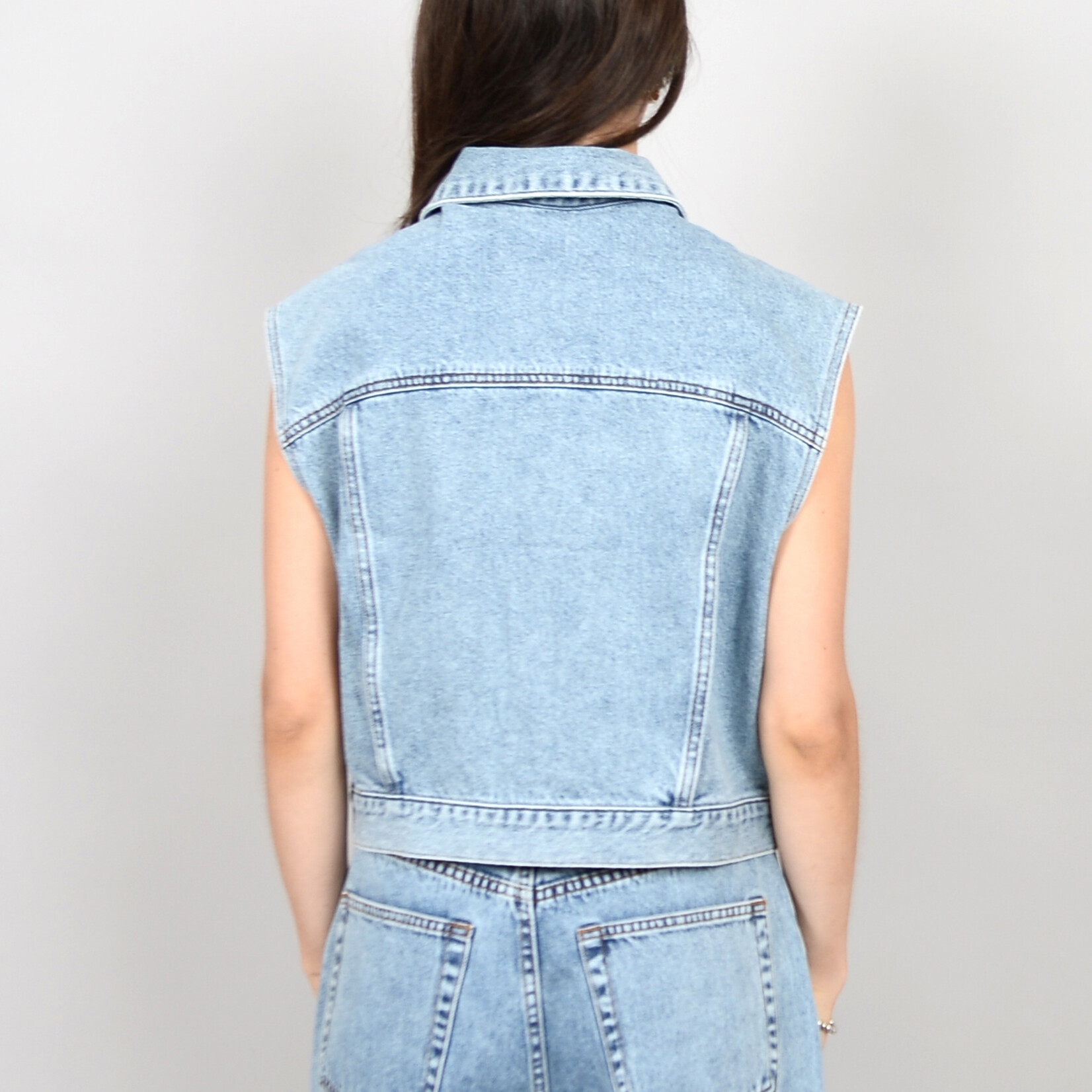 RD Style Veste de Jeans Boranis sans manches  - Lt Denim Wash