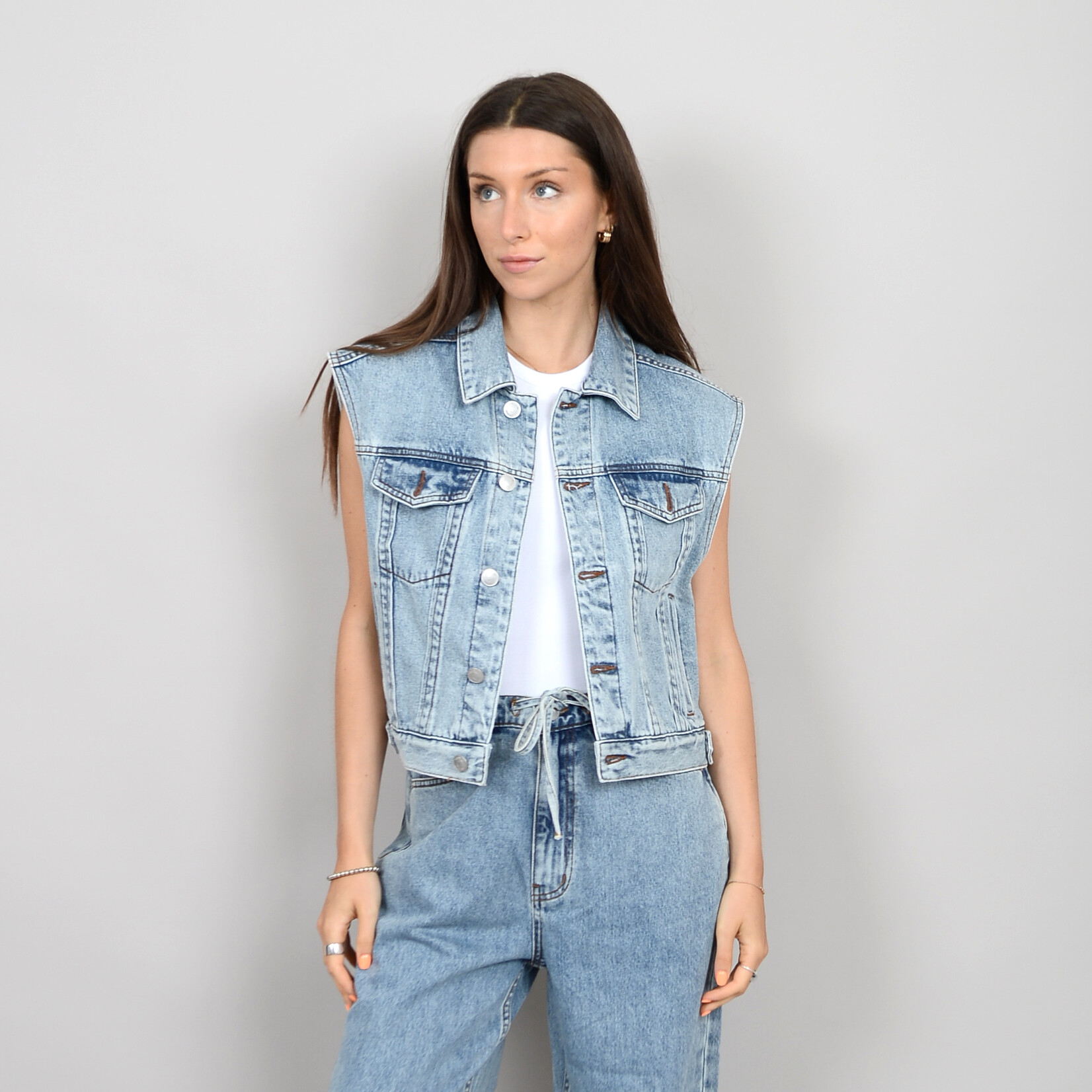 RD Style Veste de Jeans Boranis sans manches  - Lt Denim Wash