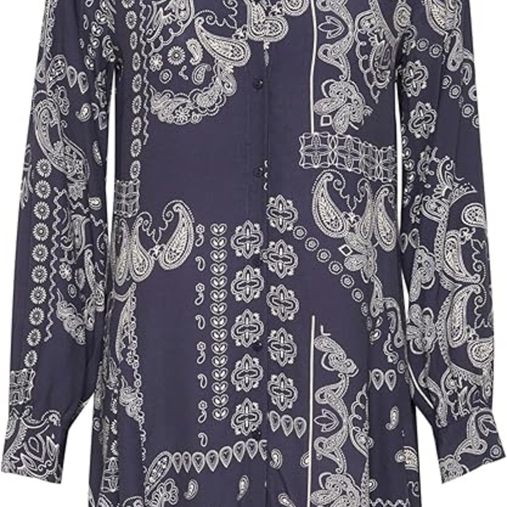 Part Two Robe Esilya Col Chemise - Navy Graphic
