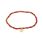 Pilgrim Bracelet Indie - Red - Gold Plated
