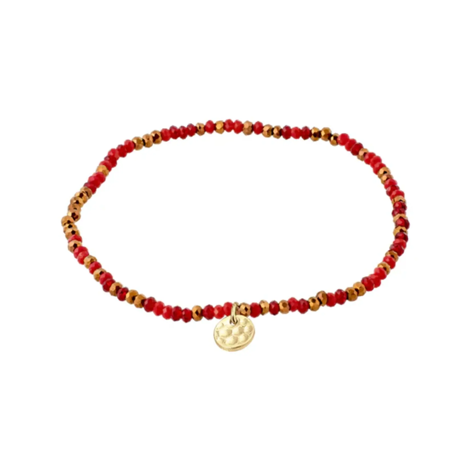 Pilgrim Bracelet Indie - Red - Gold Plated