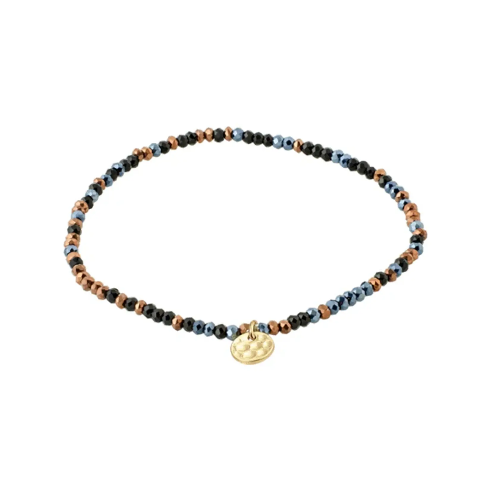 Pilgrim Bracelet Indie - Black - Gold Plated