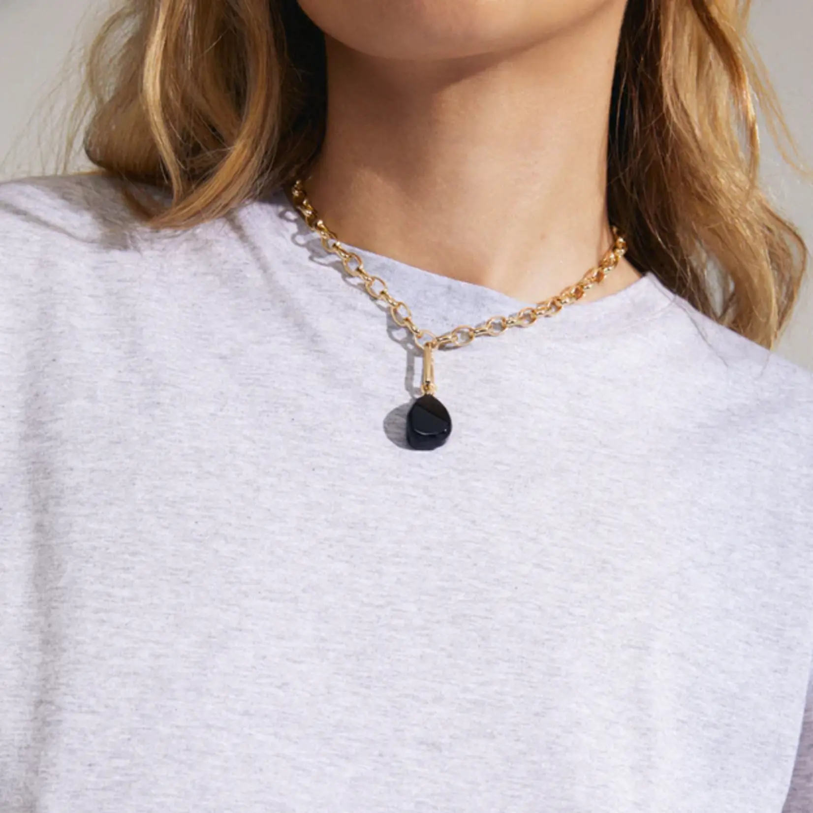 Pilgrim Charm Agate noir - Gold Plated