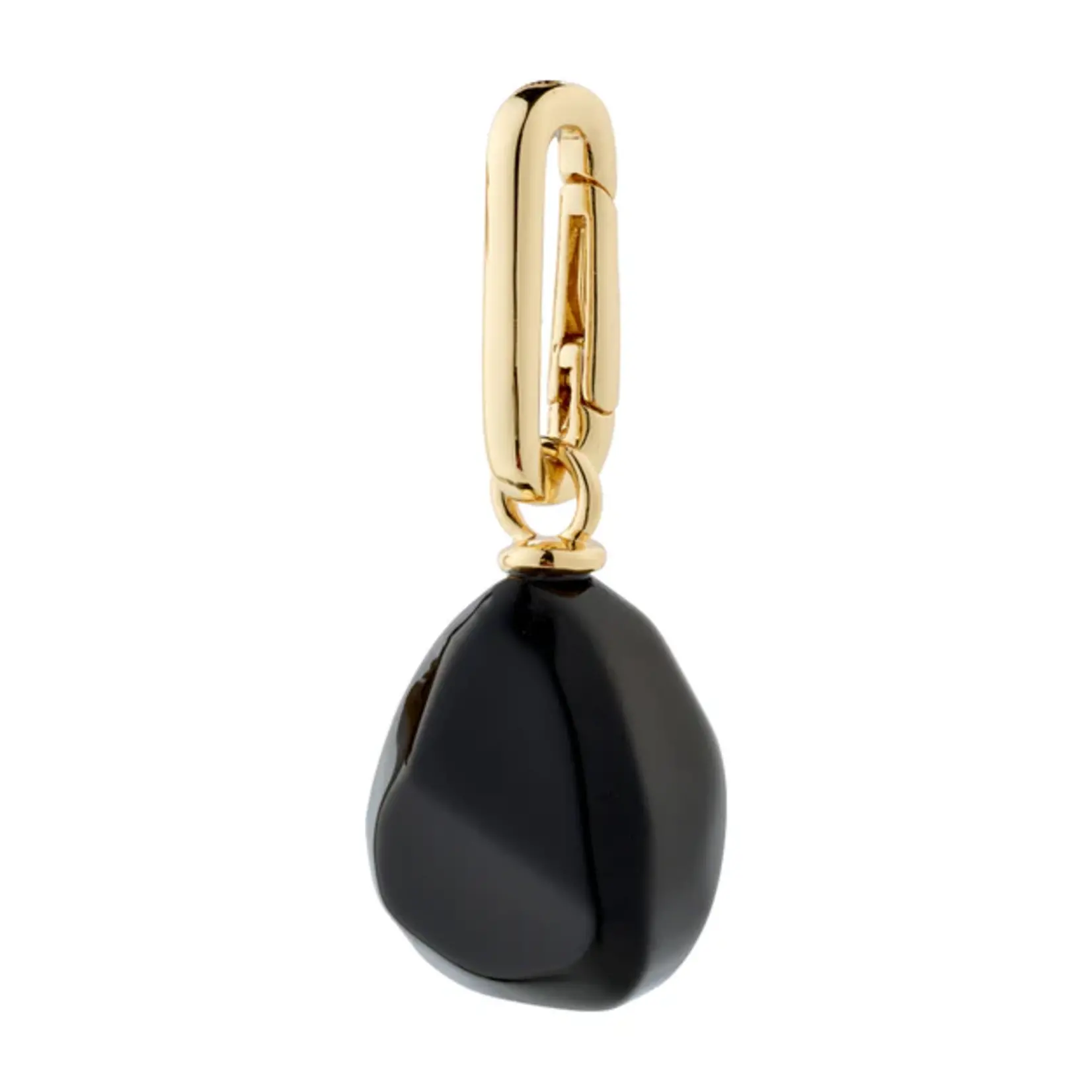 Pilgrim Charm Agate noir - Gold Plated