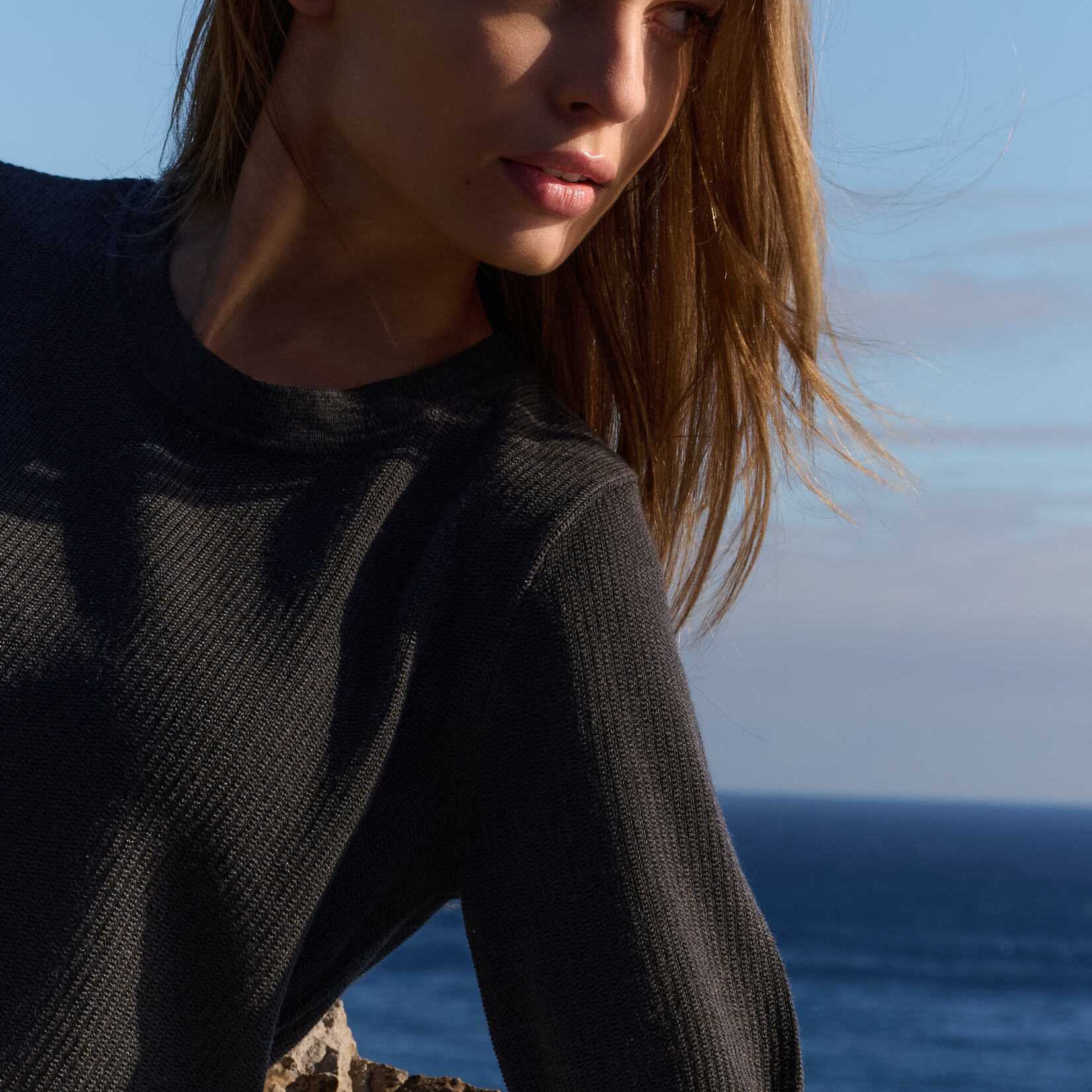 Yaya Pull texturé col rond - Phantom