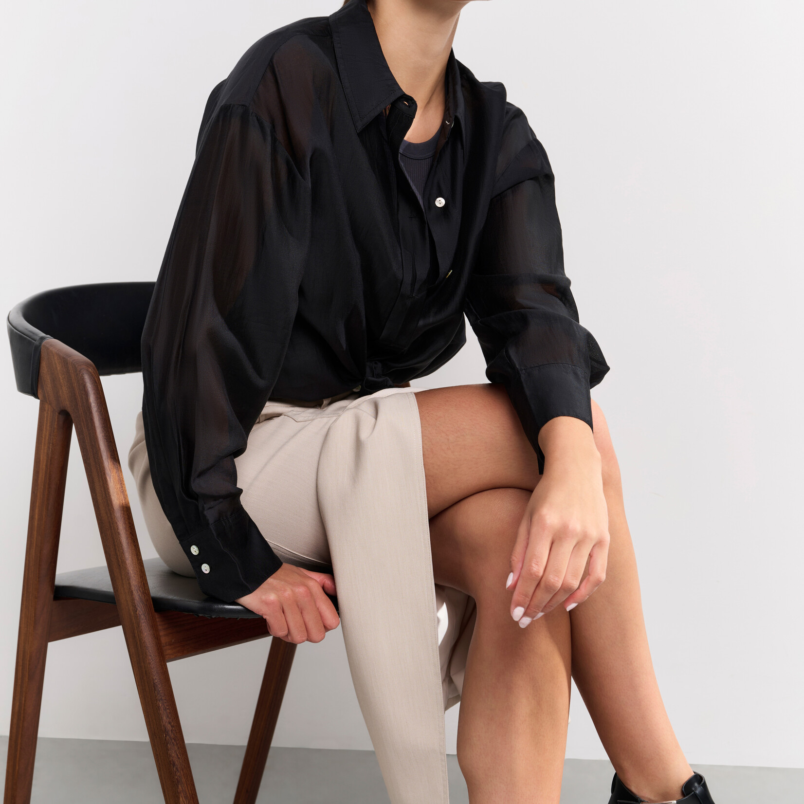 Yaya Blouse avec détails de bouton - Phantom