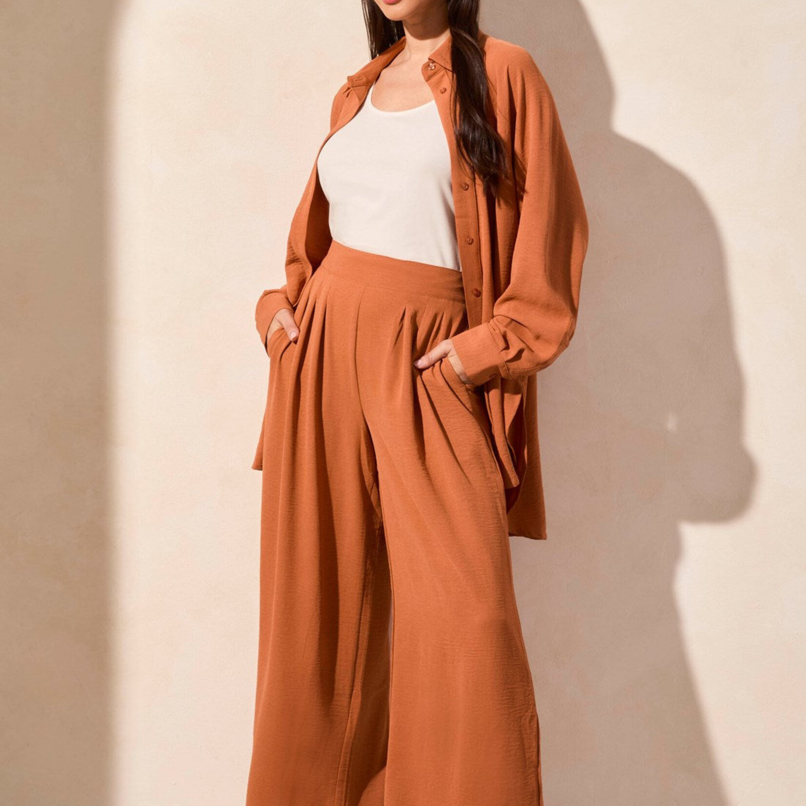 Pantalon fluide avec taille élastique - Desertsand