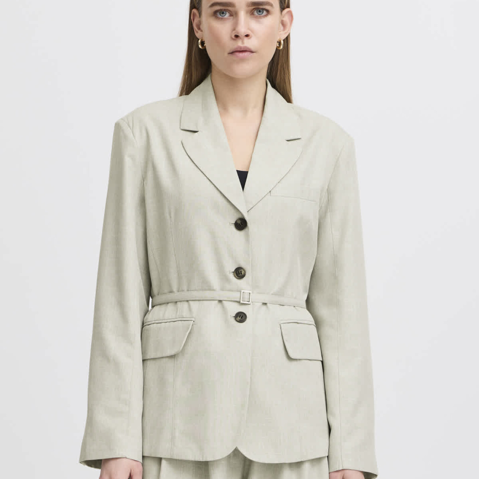 Ichi Veston Leevana avec ceinture - London Fog Mélange