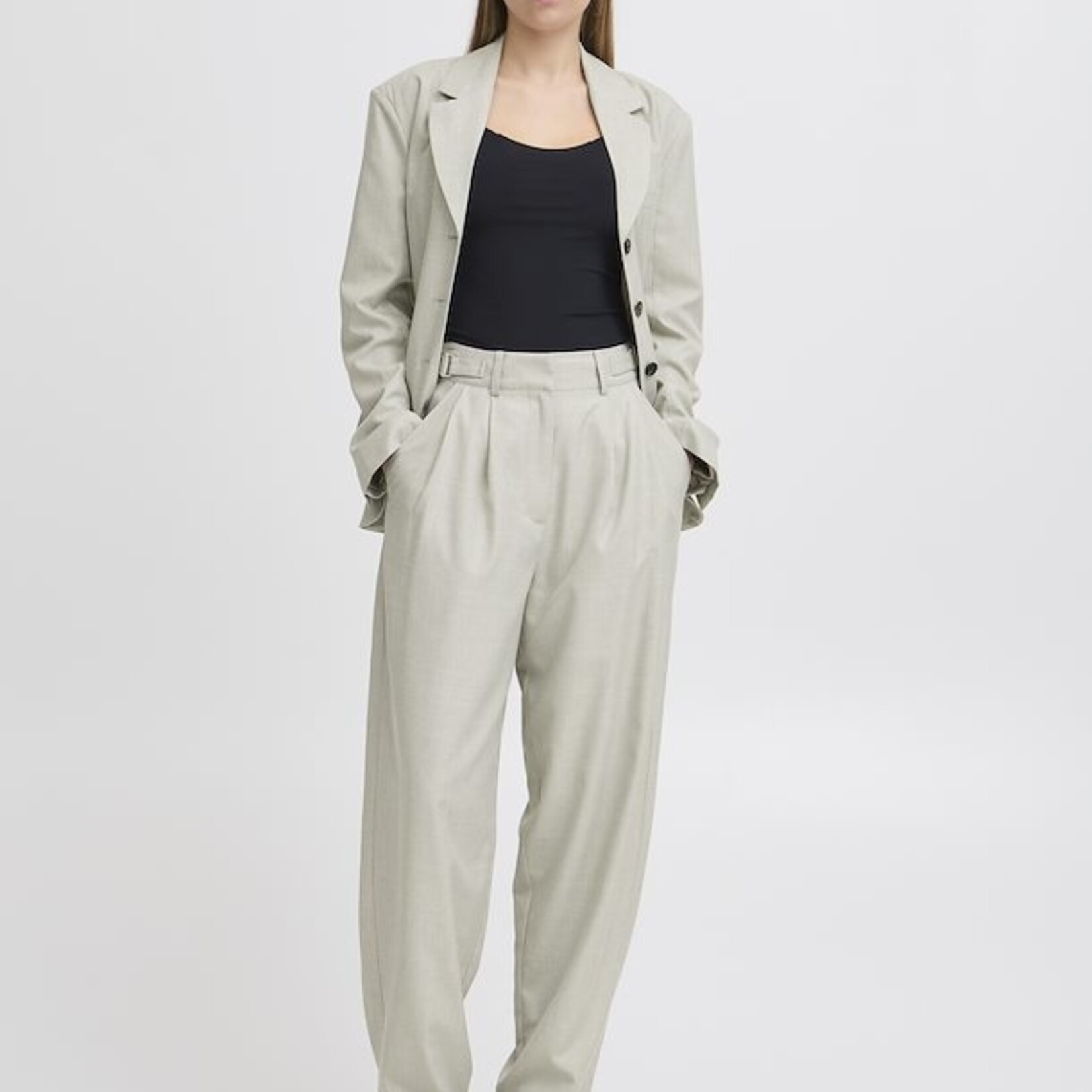 Ichi Pantalon Leevana - London Fog Mélange