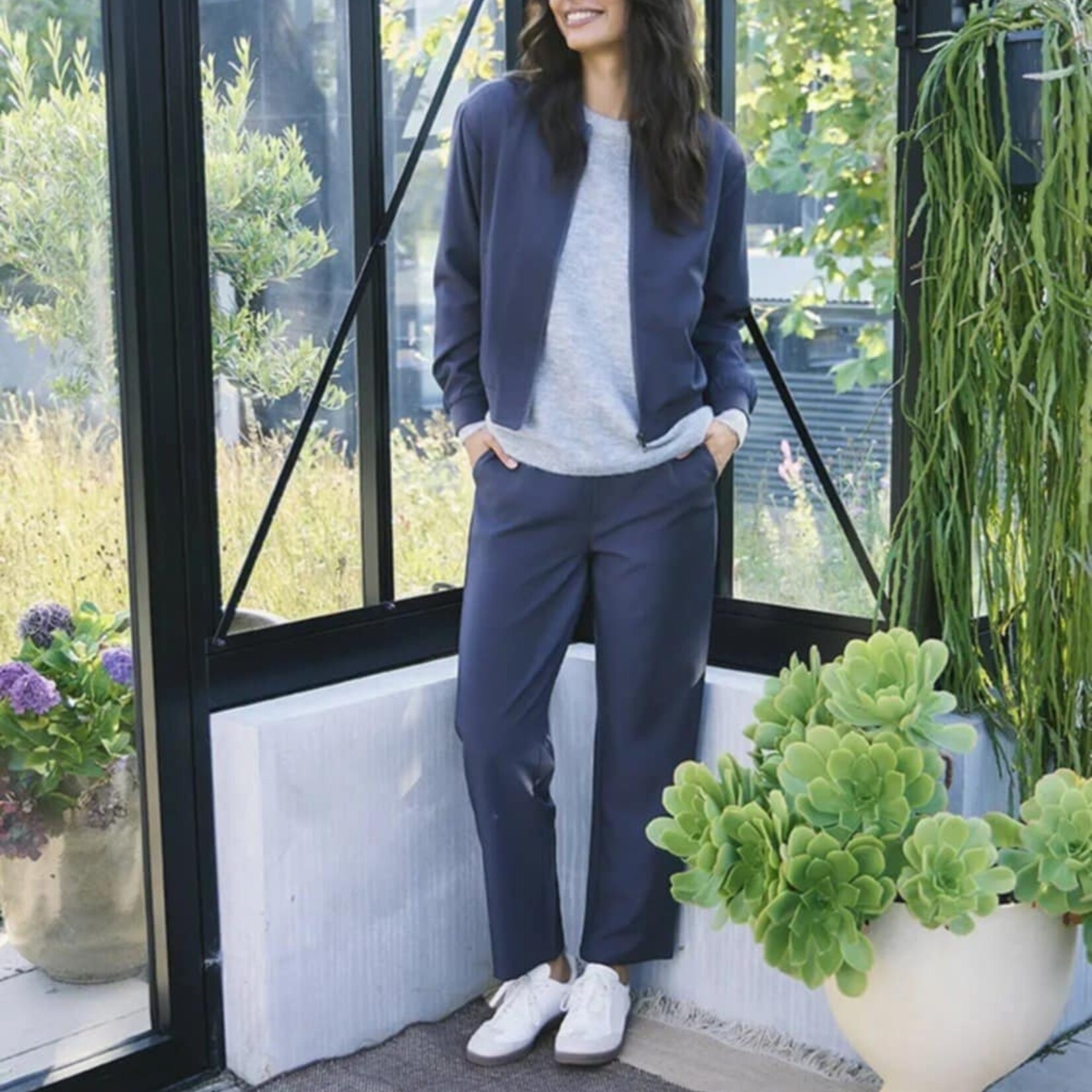 Fransa Pantalon Mareena - Navy Blazer Mélange