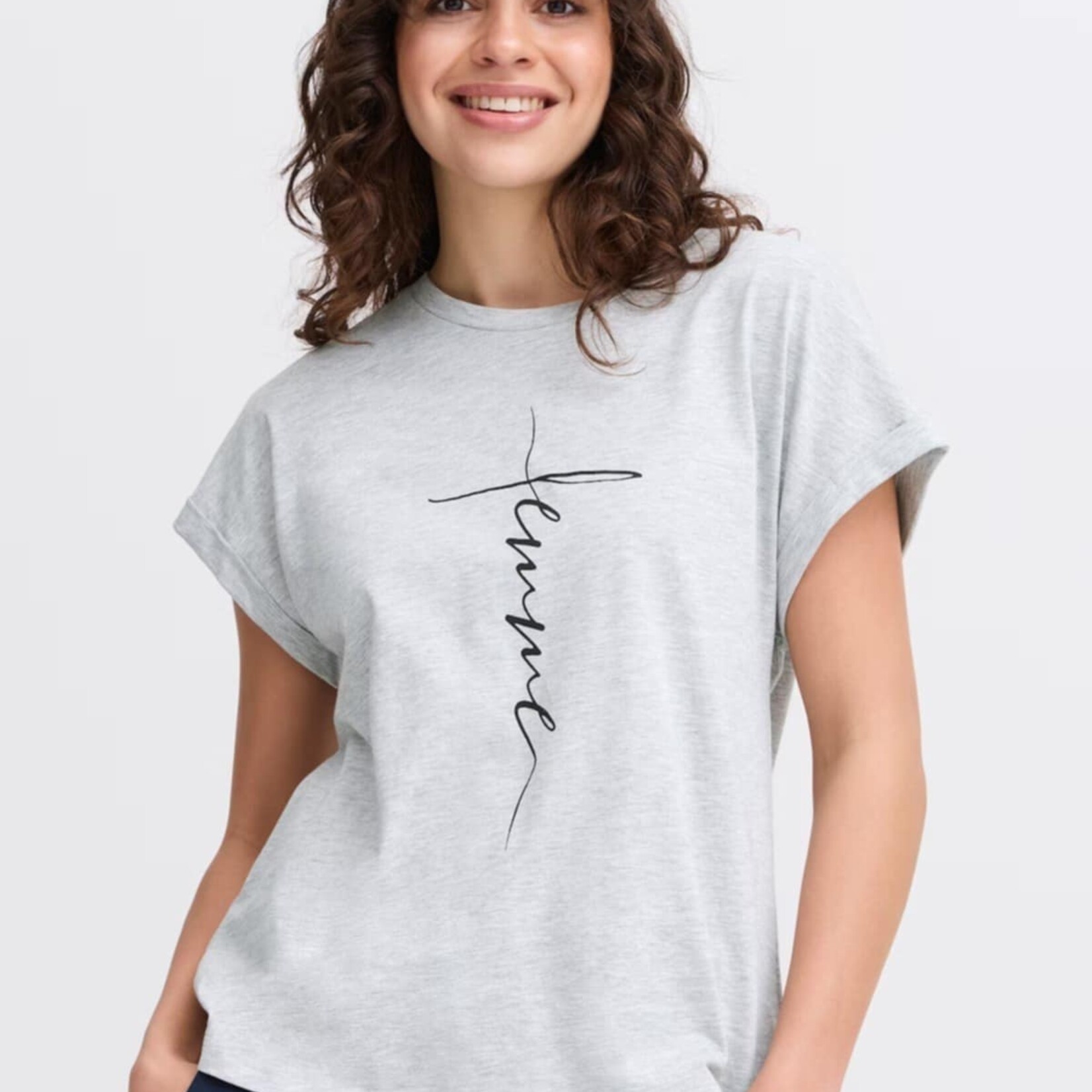 Fransa T-Shirt Edena - Light Grey Mélange