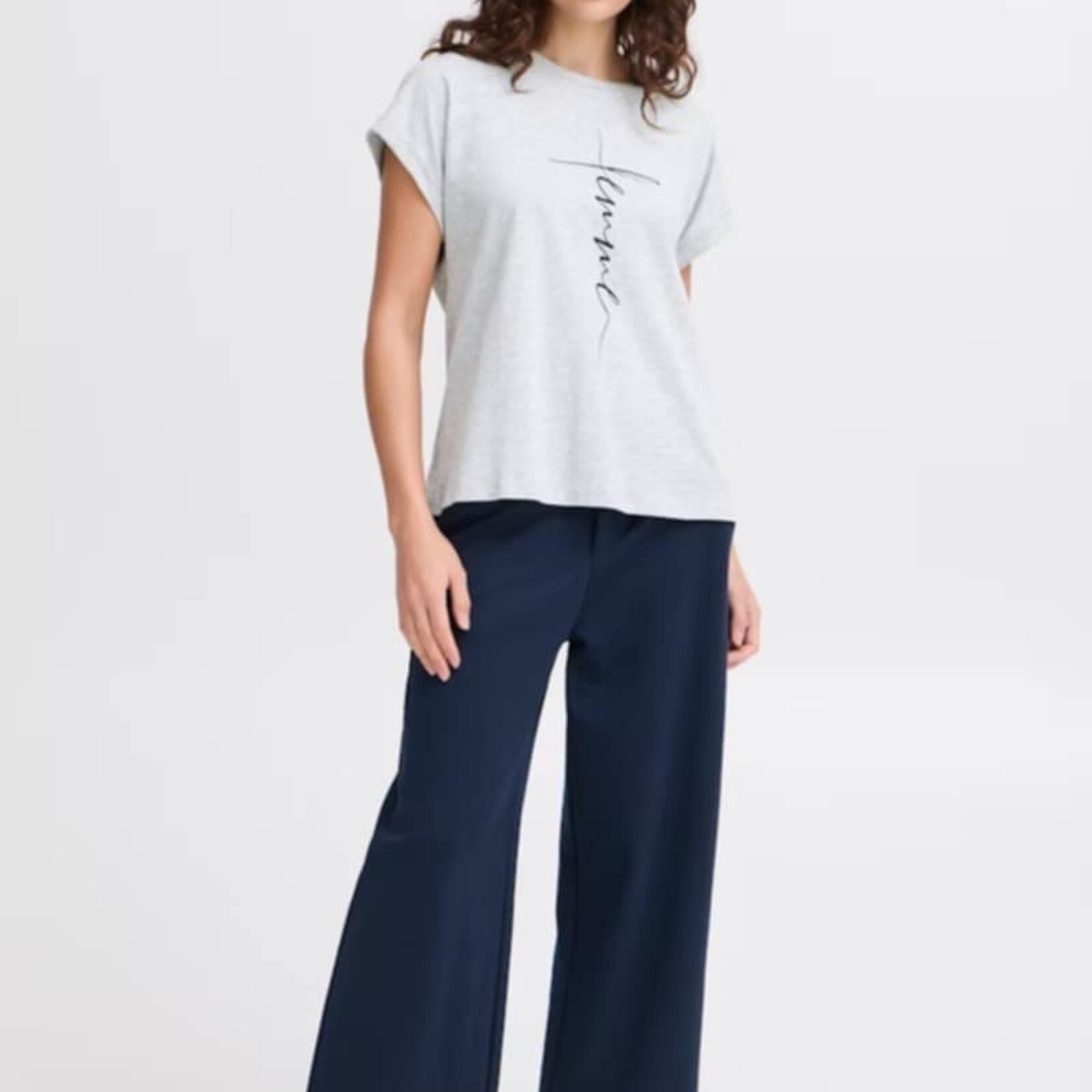 Fransa T-Shirt Edena - Light Grey Mélange