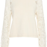 Fransa Sweater Hellen Manche avec Broderie - Whisper White