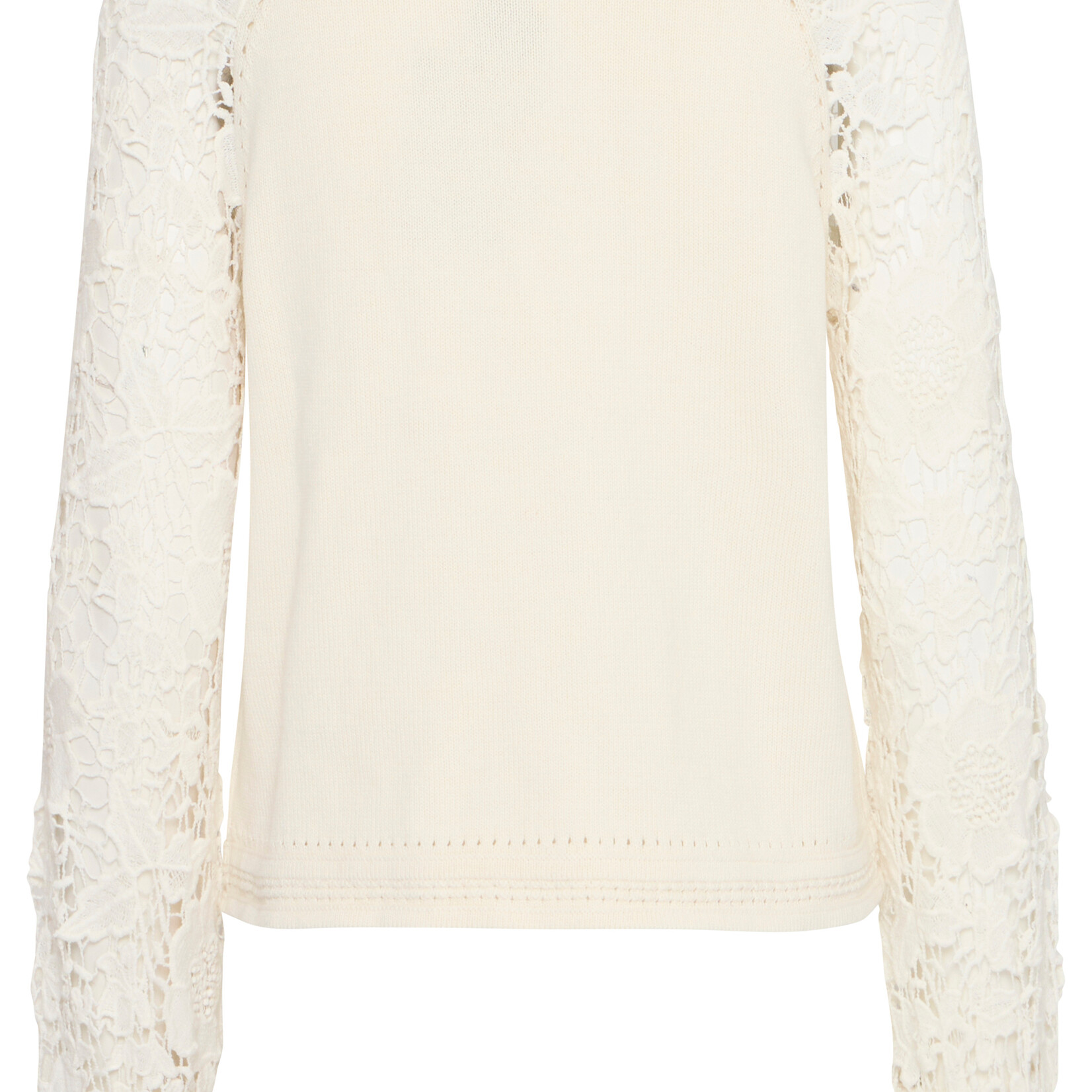 Fransa Sweater Hellen Manche avec Broderie - Whisper White