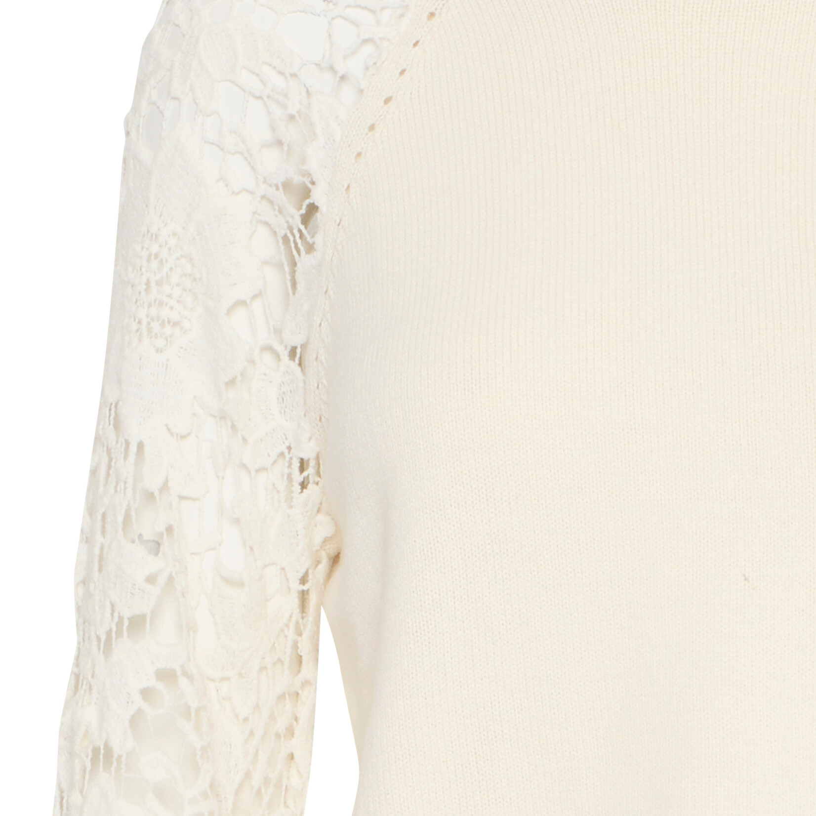Fransa Sweater Hellen Manche avec Broderie - Whisper White