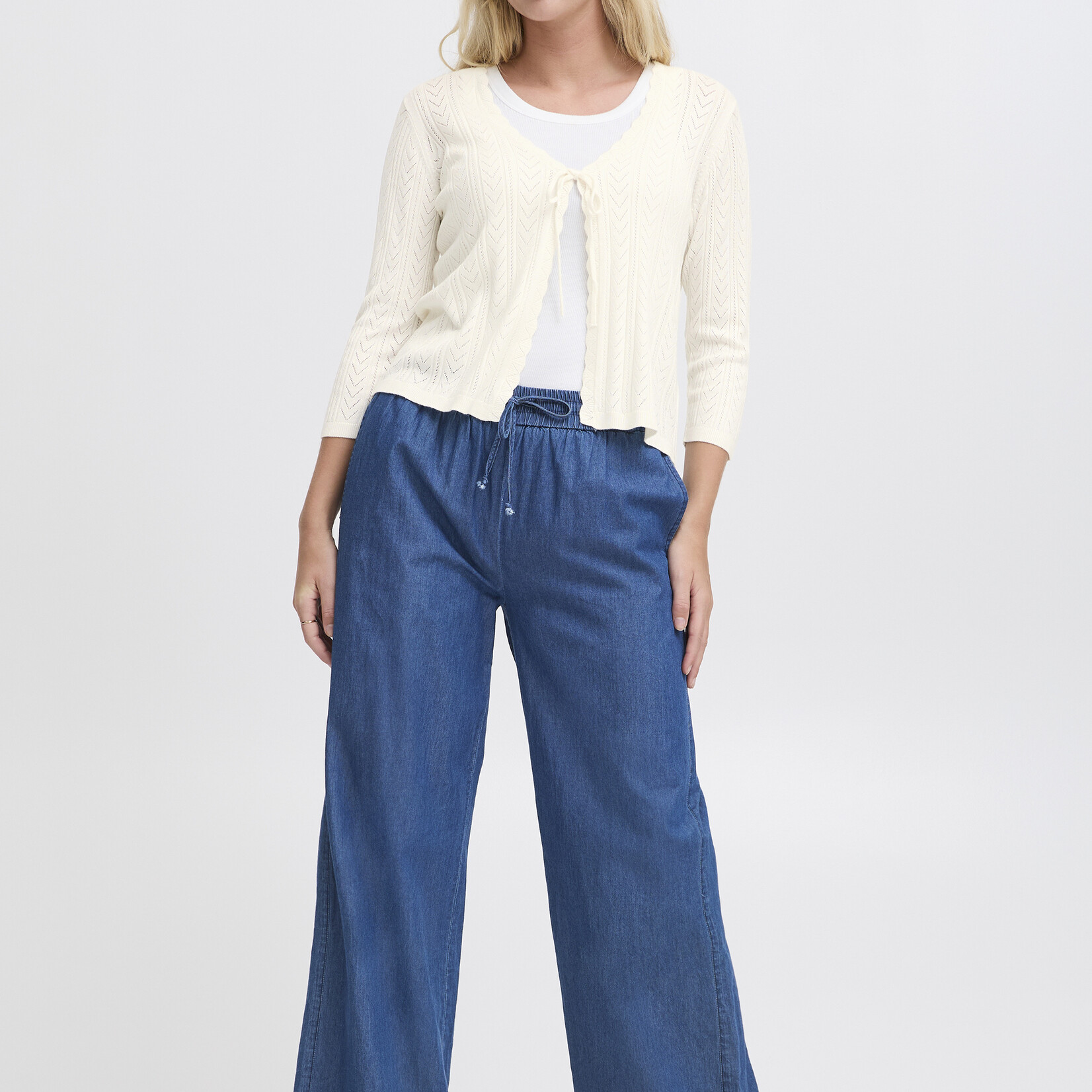 Fransa Cardigan Lora - Whisper White