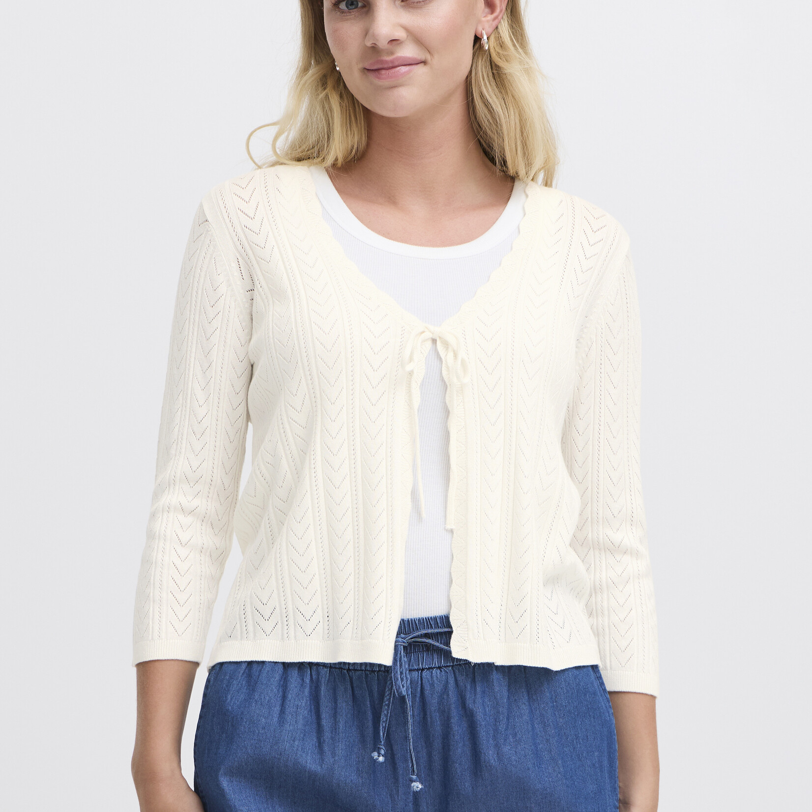Fransa Cardigan Lora - Whisper White