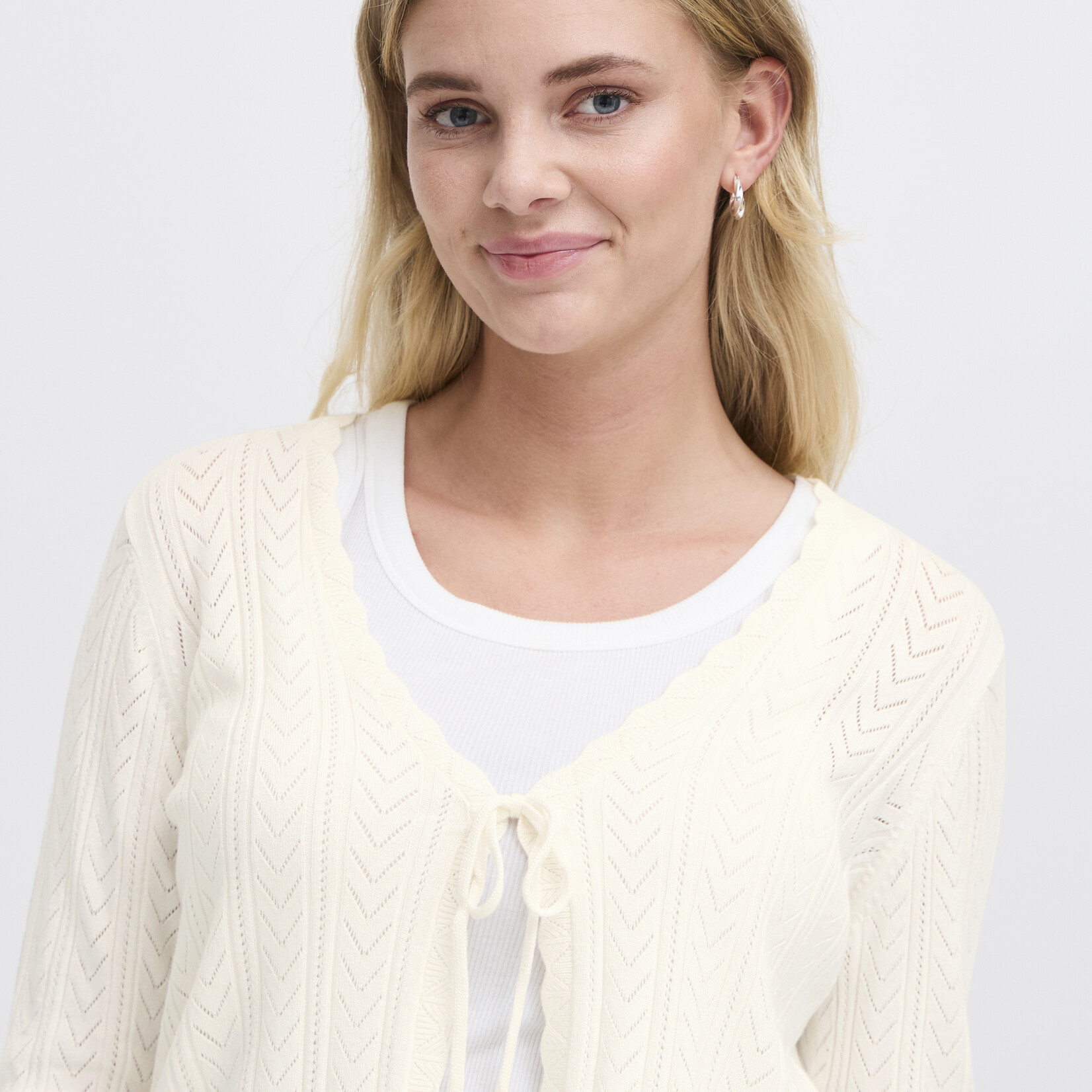 Fransa Cardigan Lora - Whisper White