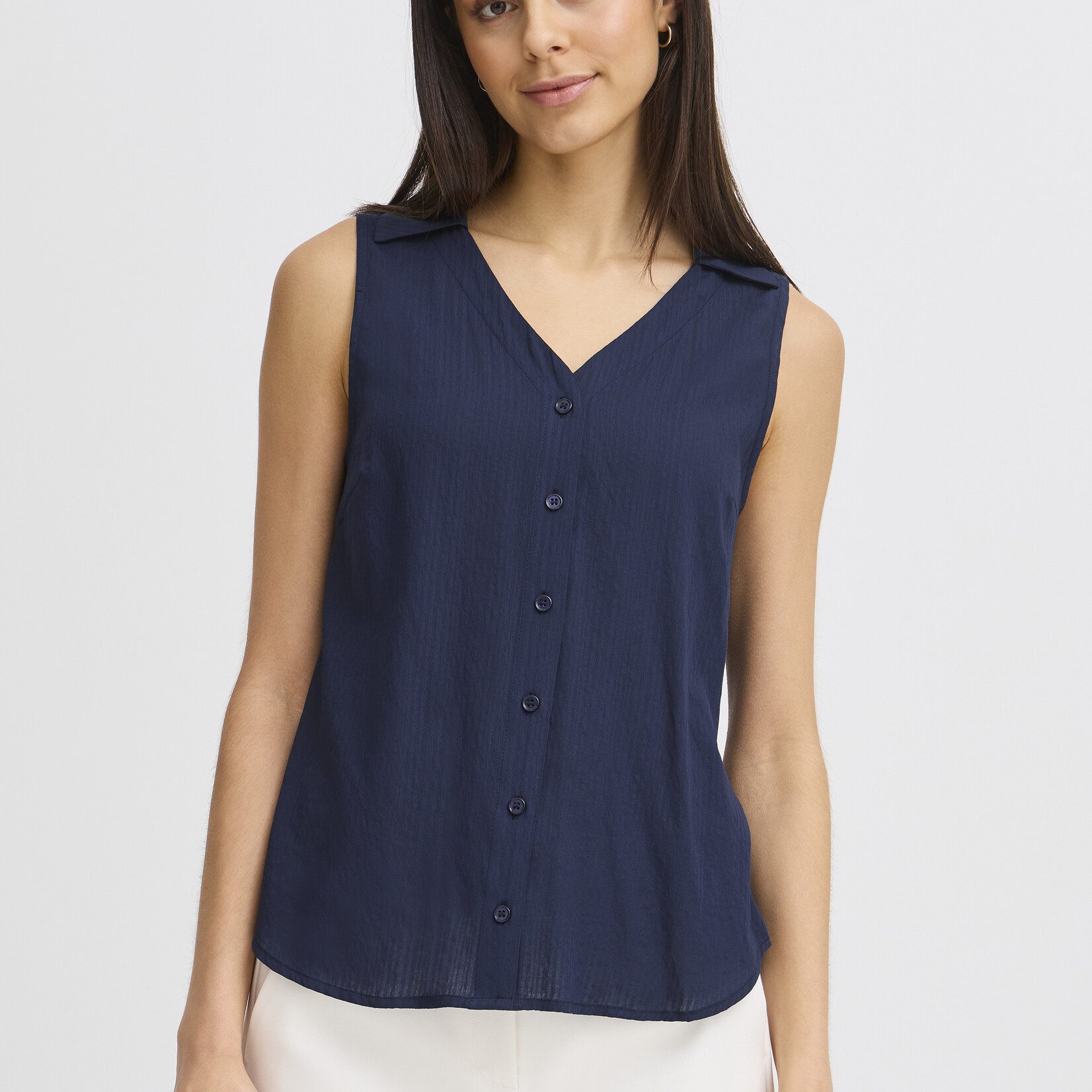 Fransa Chemise Vina sans Manche - Navy Blazer