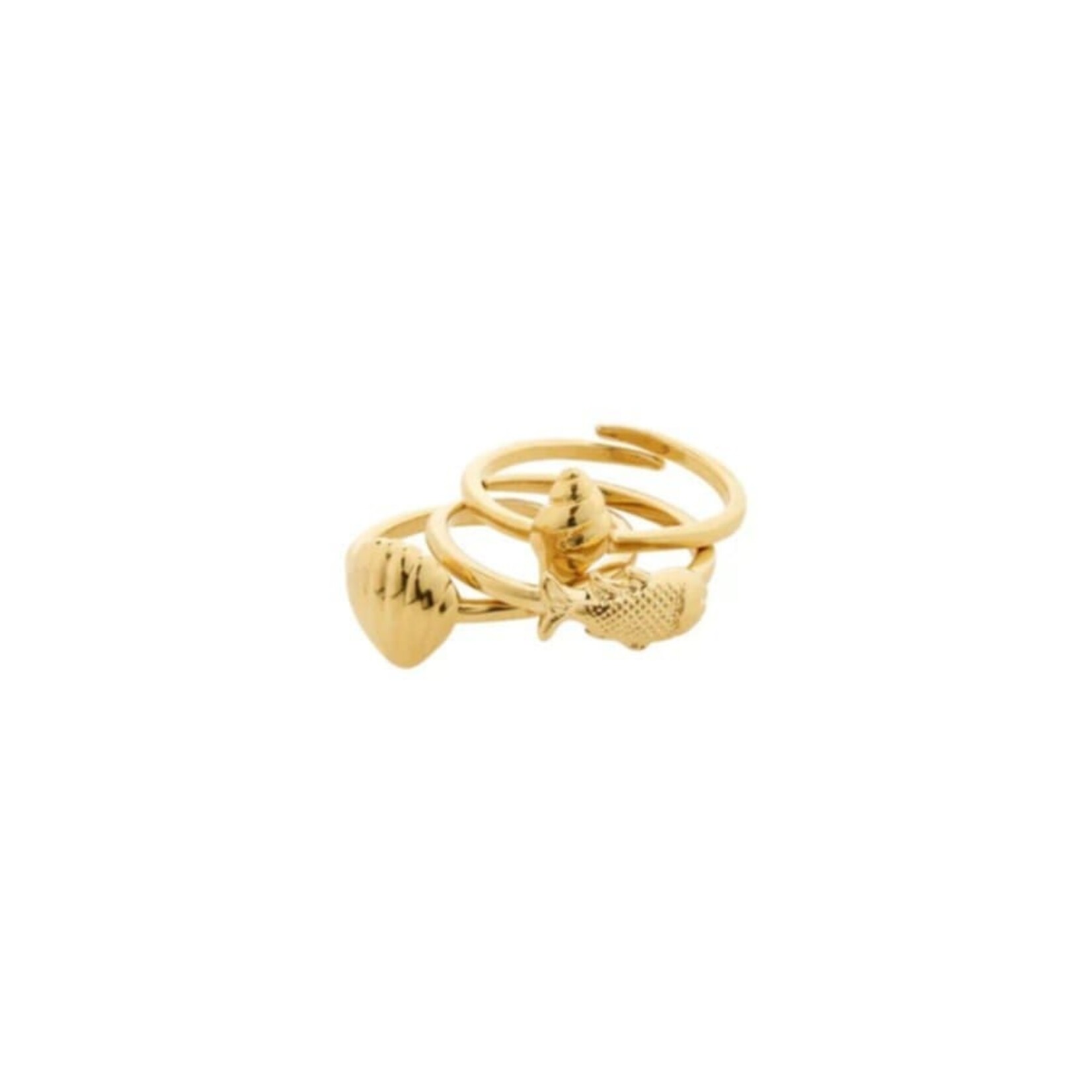 Pilgrim Breeze Bague 3en1 Recyclé - Gold Plated