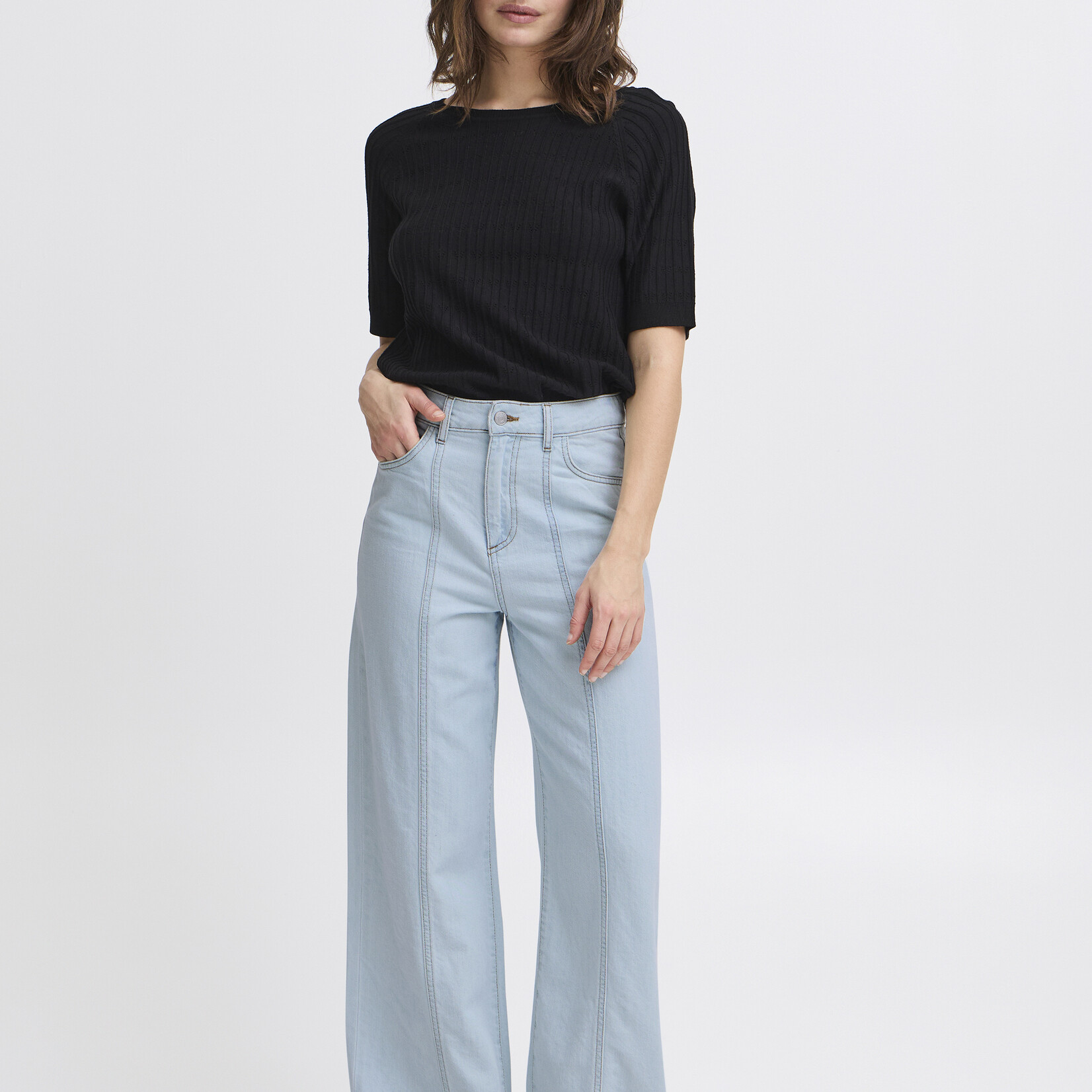 b.young Jeans Patte Large Lonia - Light Blue