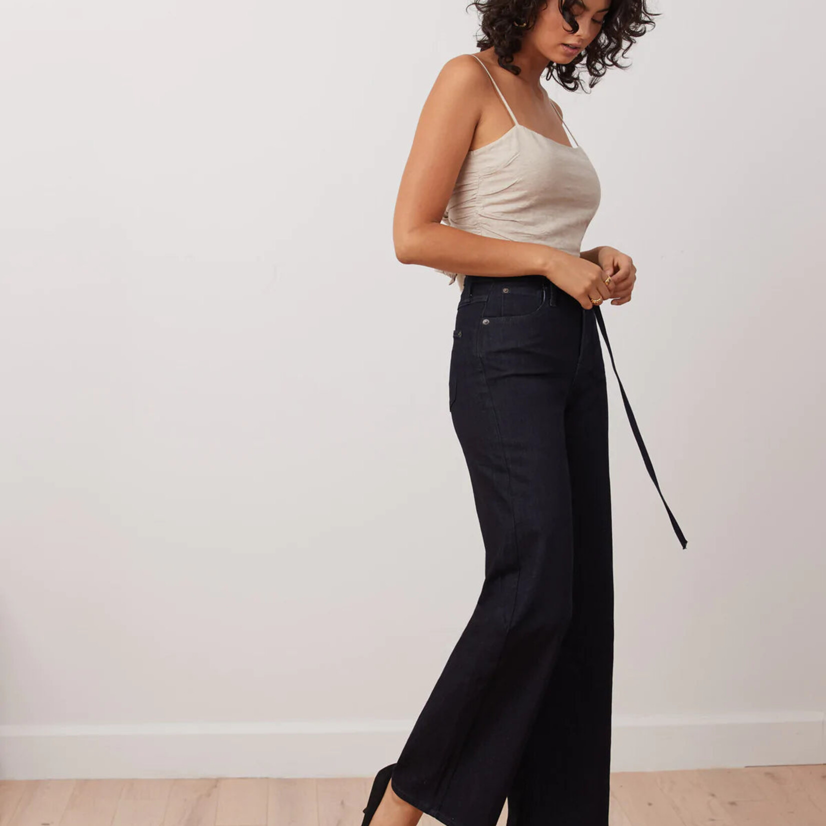 Jeans Lily Jambe Large à taille haute - Abel (marine foncé)