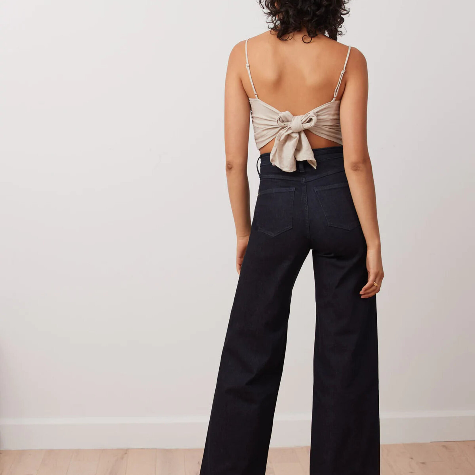 Jeans Lily Jambe Large à taille haute - Abel (marine foncé)