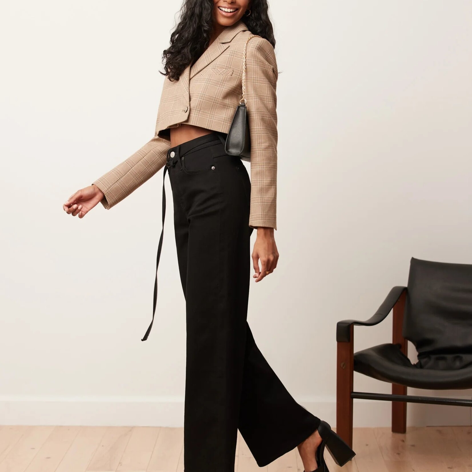 Jeans Lily Large à taille haute - Noir